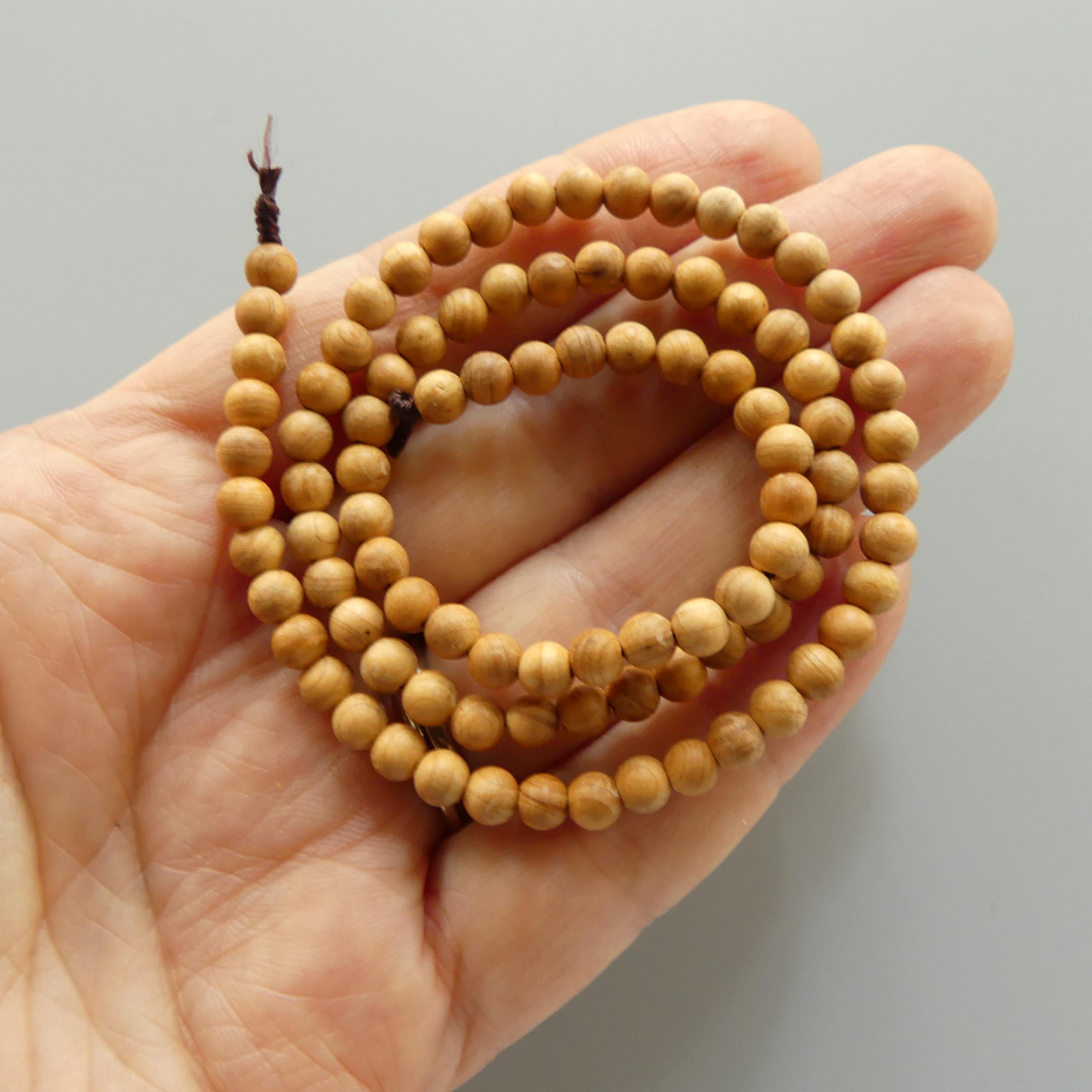 4mm Sandalwood Beads Natural Wood 15" Premium Hand Carved Beads Aromatic for Jewelry Making Beading Craft Gift Meditation Healing Aroma