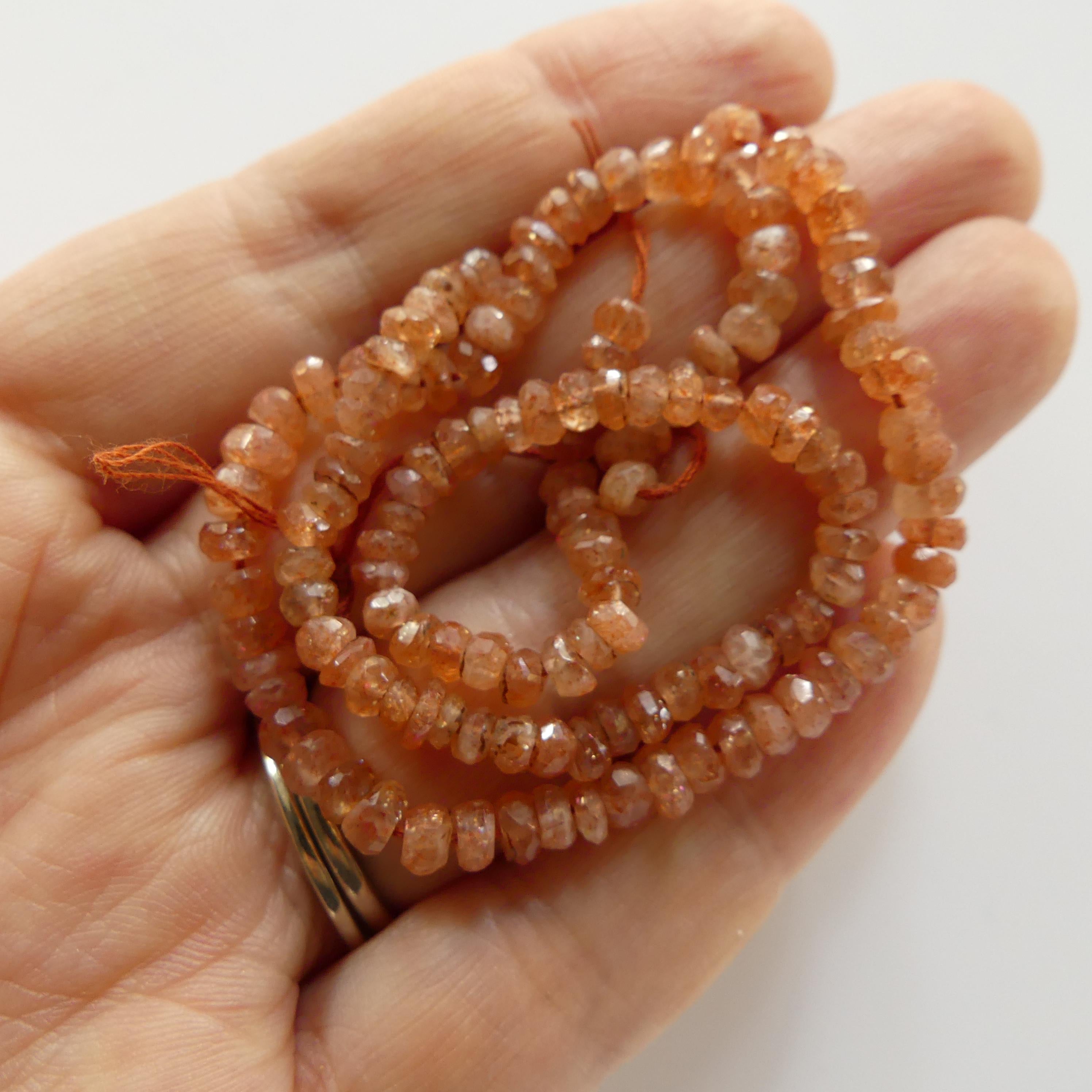 4.5mm 5mm Natural AAA Sunstone Hand Faceted Beads Rondelle 6" Orange Genuine Gemstone Beads for Jewelry Making Craft Gift Beads DIY Jewelry