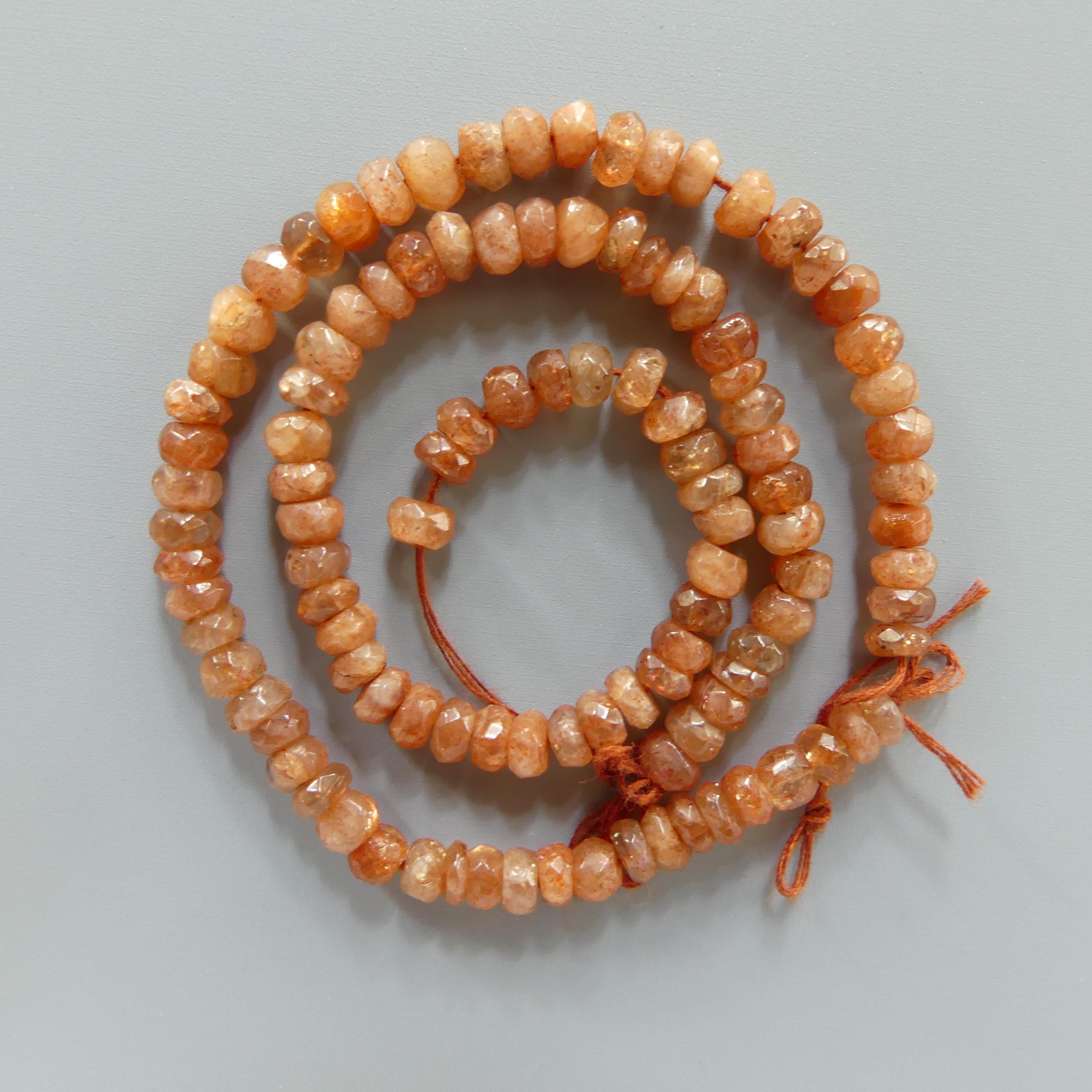 5mm Natural Sunstone Beads Hand Faceted Beads Rondelle 6" Orange Genuine Gemstone Beads for Jewelry Making Craft Gift Beads DIY Jewelry
