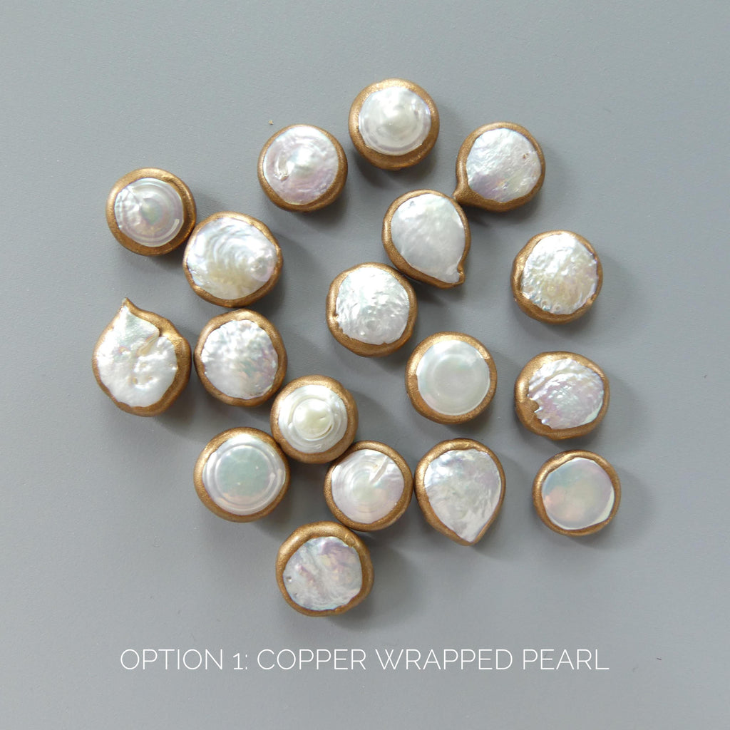 1 Piece Copper Wrapped Turquoise Coin Beads Green Blue Gemstone Beads Copper Wrapped Pearl Coin Beads Jewelry Making DIY Earrings Pendant