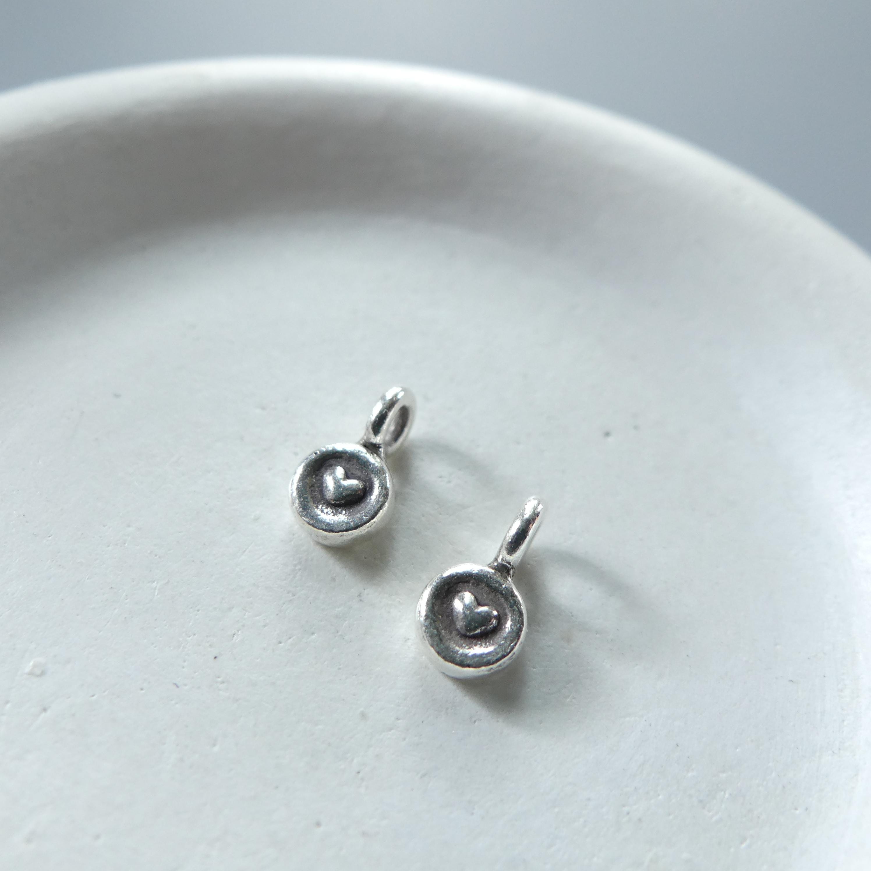 1 Piece Tiny Silver Heart Charm Thai Silver Pendant Mini Heart Stamp Jewelry Making DIY Earrings Pendant