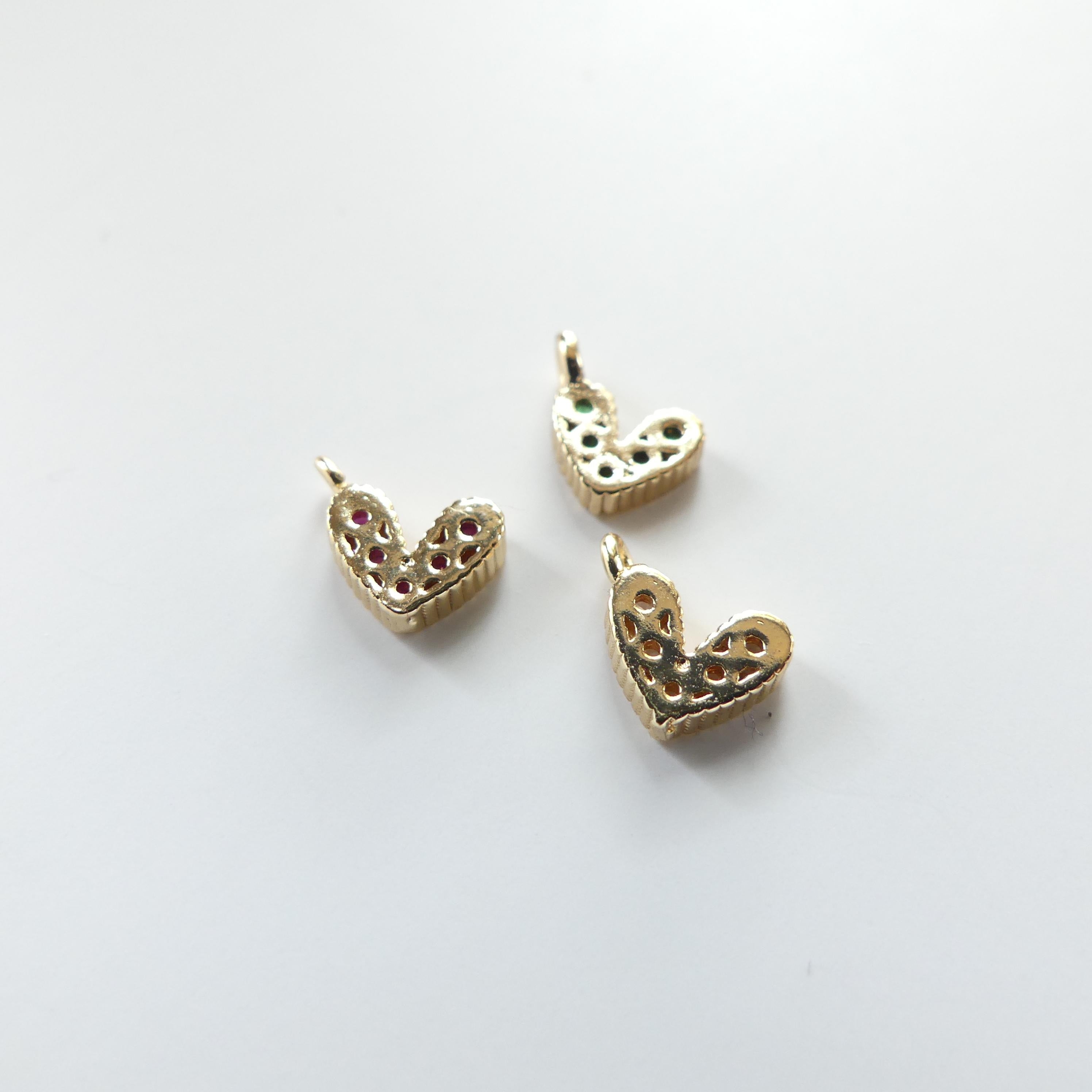 1 Piece 14k Gold Filled Paved Tiny Heart Charm CZ White Green Pink Heart Pendant Mini Heart Jewelry Making DIY Earrings Pendant