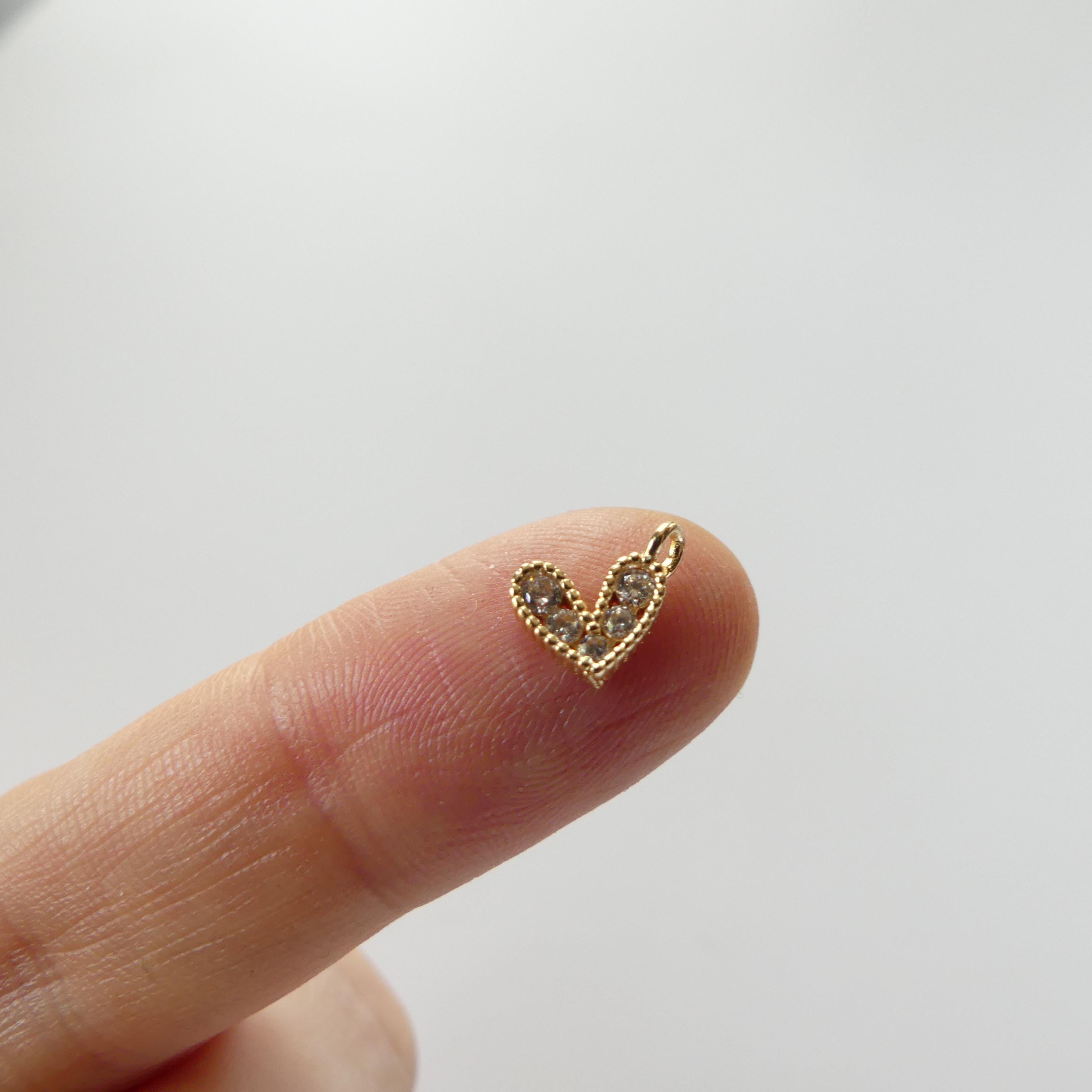 1 Piece 14k Gold Filled Paved Tiny Heart Charm CZ White Green Pink Heart Pendant Mini Heart Jewelry Making DIY Earrings Pendant