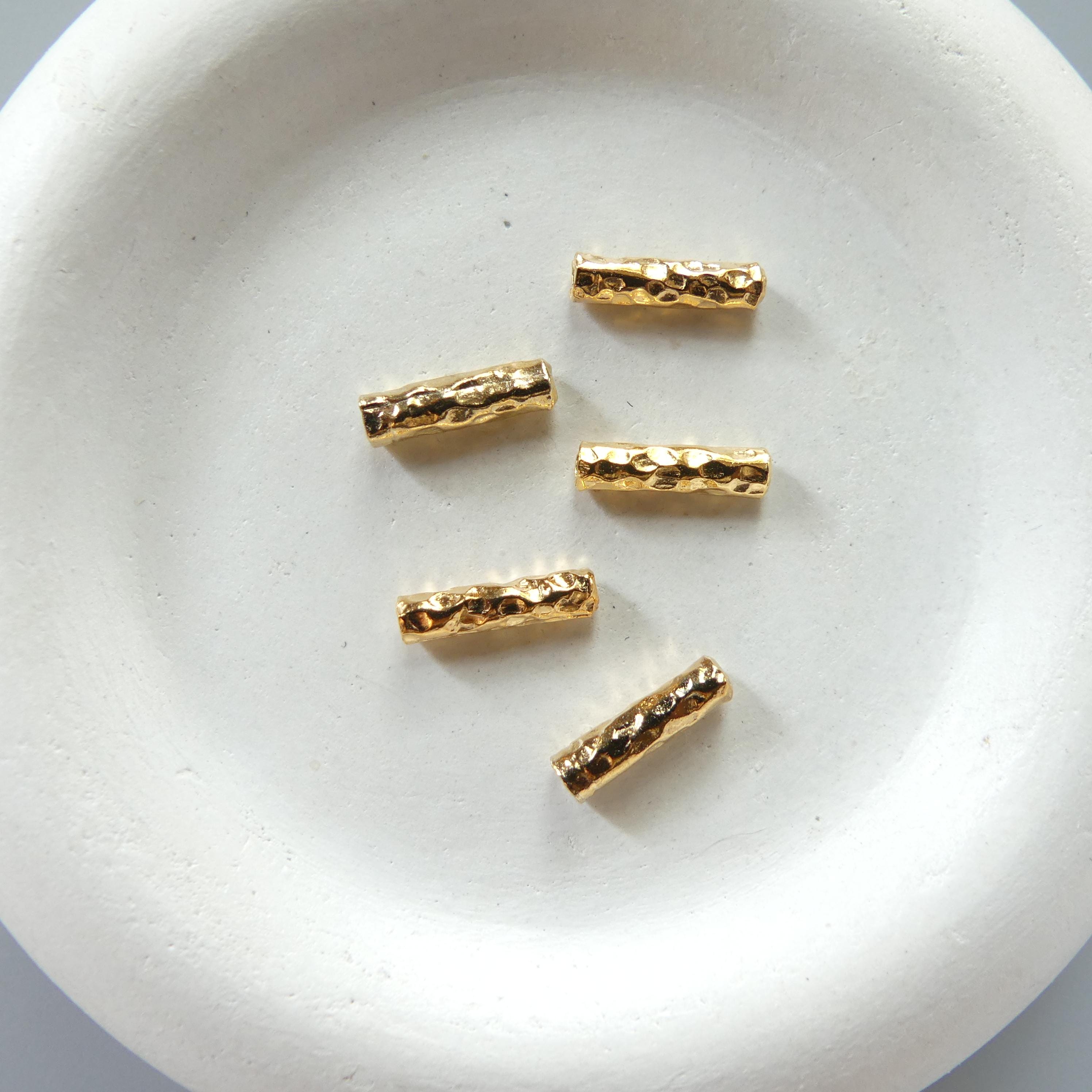 1 Piece Gold Vermeil Bar Tube Bead Silver Bar Hammered Gold Tube Jewelry Making DIY Necklace