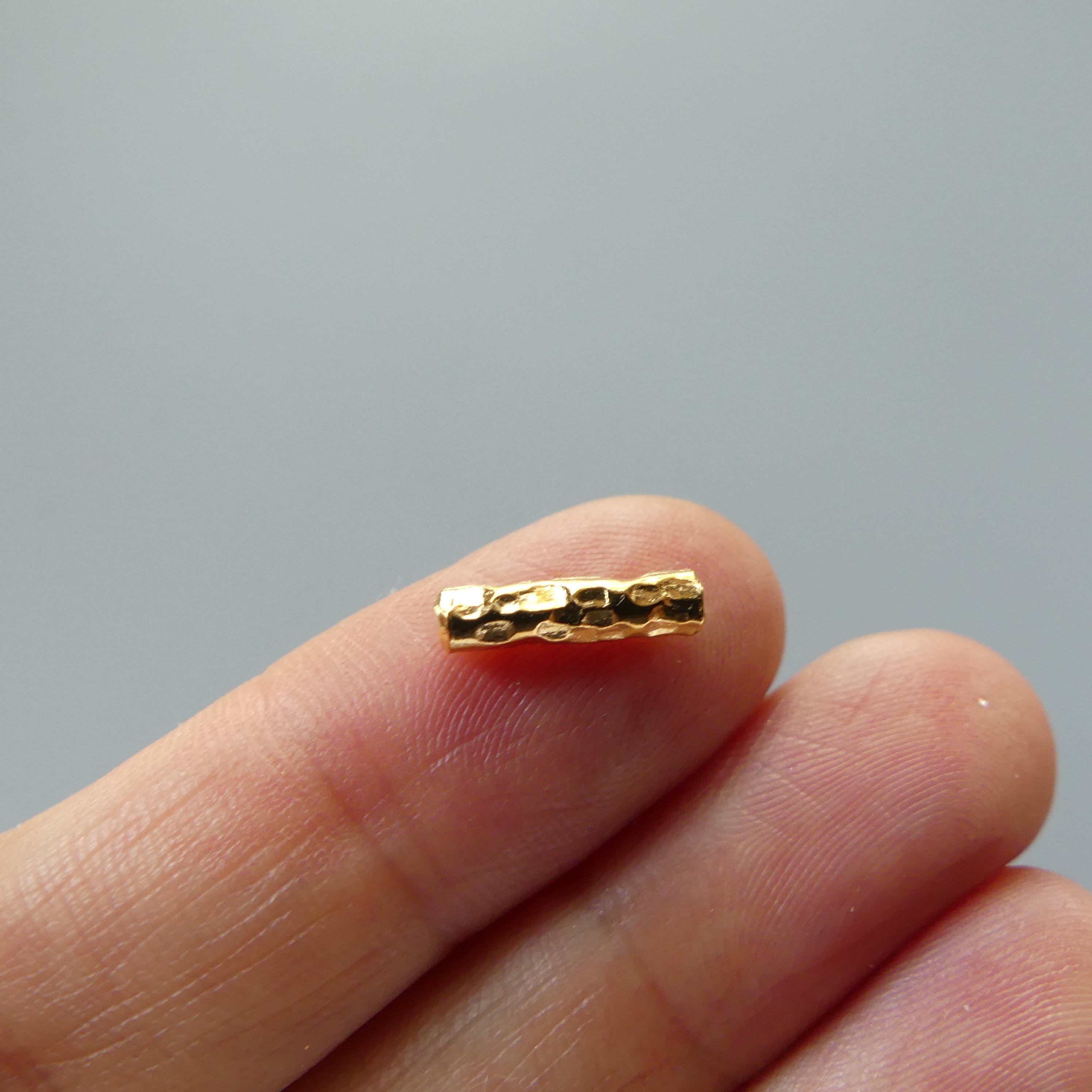 1 Piece Gold Vermeil Bar Tube Bead Silver Bar Hammered Gold Tube Jewelry Making DIY Necklace