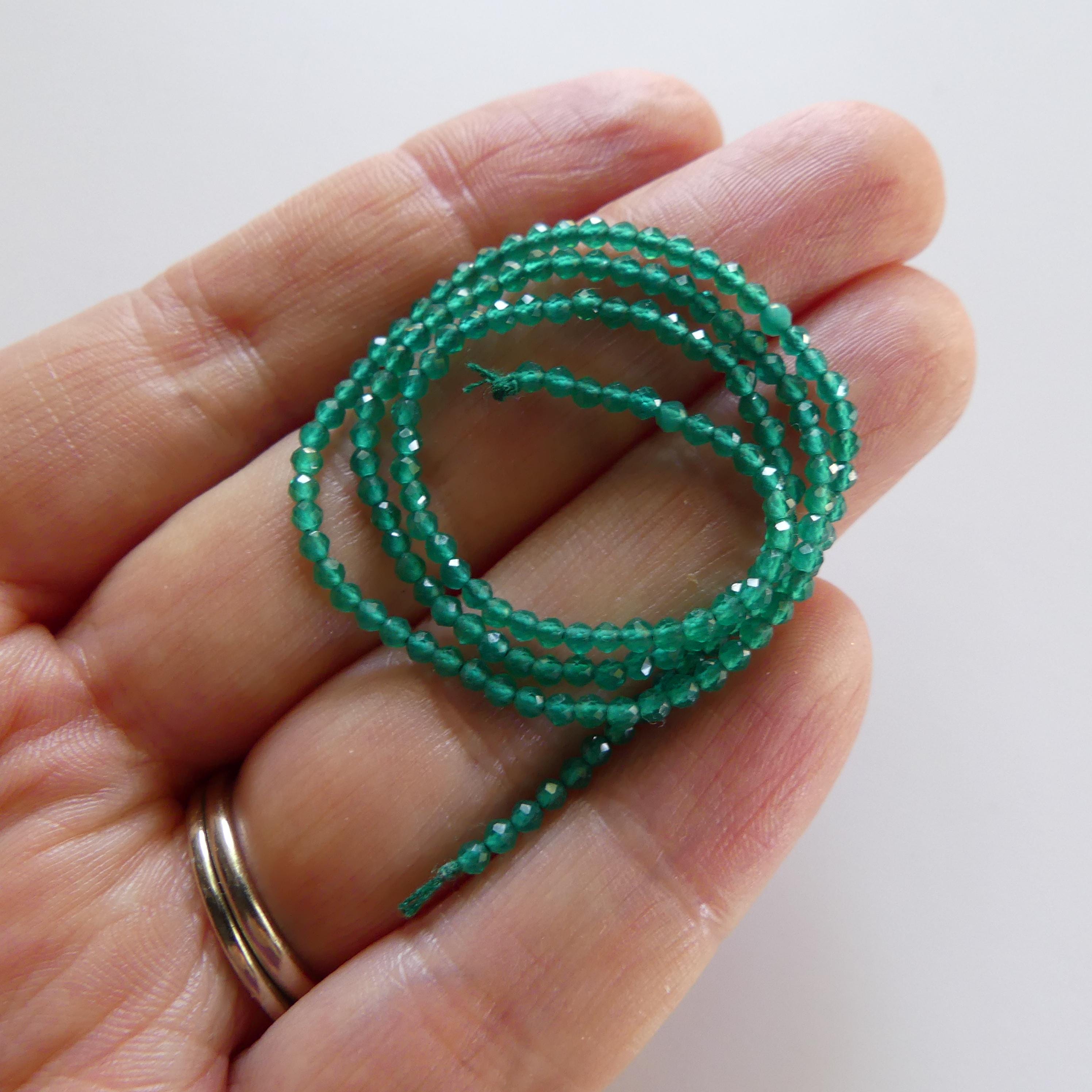 2mm Natural Green Onyx Beads Micro Faceted Beads 13" Natural Onyx Gemstone Beads Beading Crafter Gift DIY jewelry
