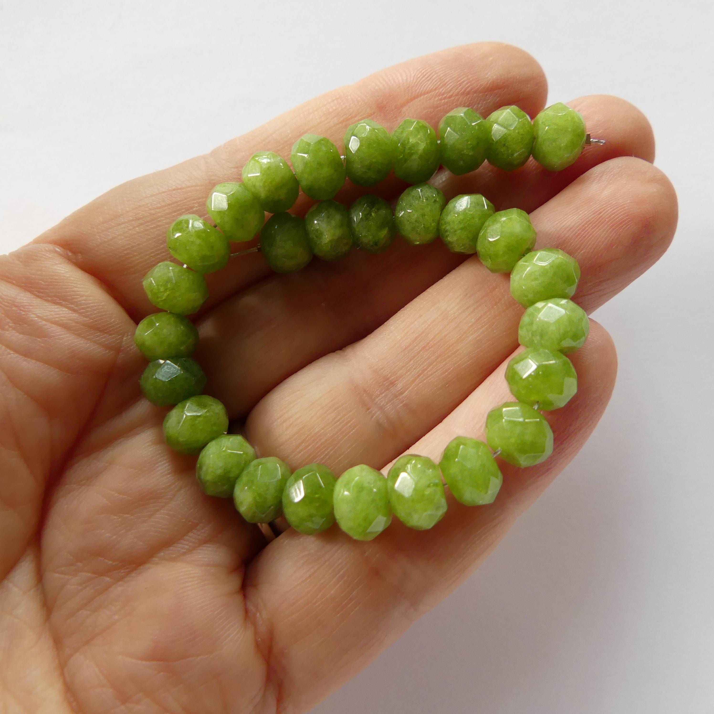 7mm 8mm Vesuvianite Beads Rondelle Beads 6.25" Green Gemstone Beads for Silk Knotting Jewelry Making DIY Necklace