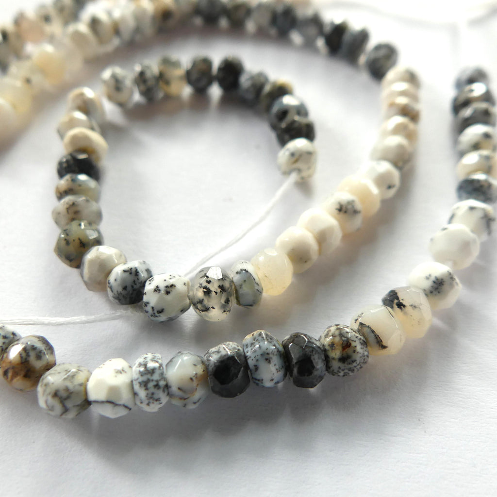 4mm Dendrite Opal Beads Rondelle 6.25" Opal Genuine Gemstone Beads Natural Opal for Jewelry Making Beading Craft Gift Beads