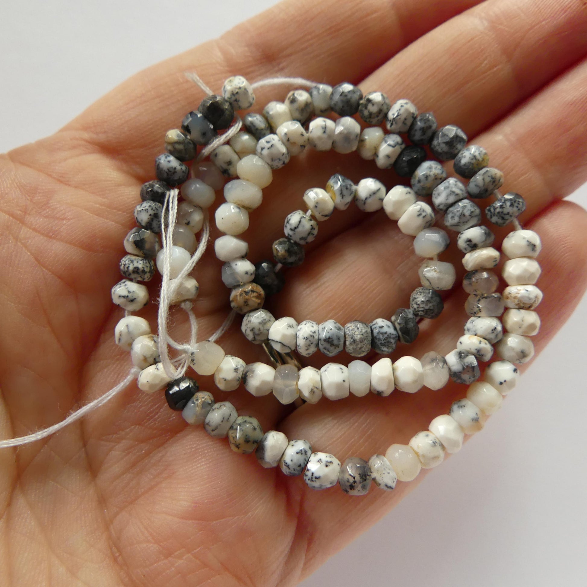 4mm Dendrite Opal Beads Rondelle 6.25" Opal Genuine Gemstone Beads Natural Opal for Jewelry Making Beading Craft Gift Beads