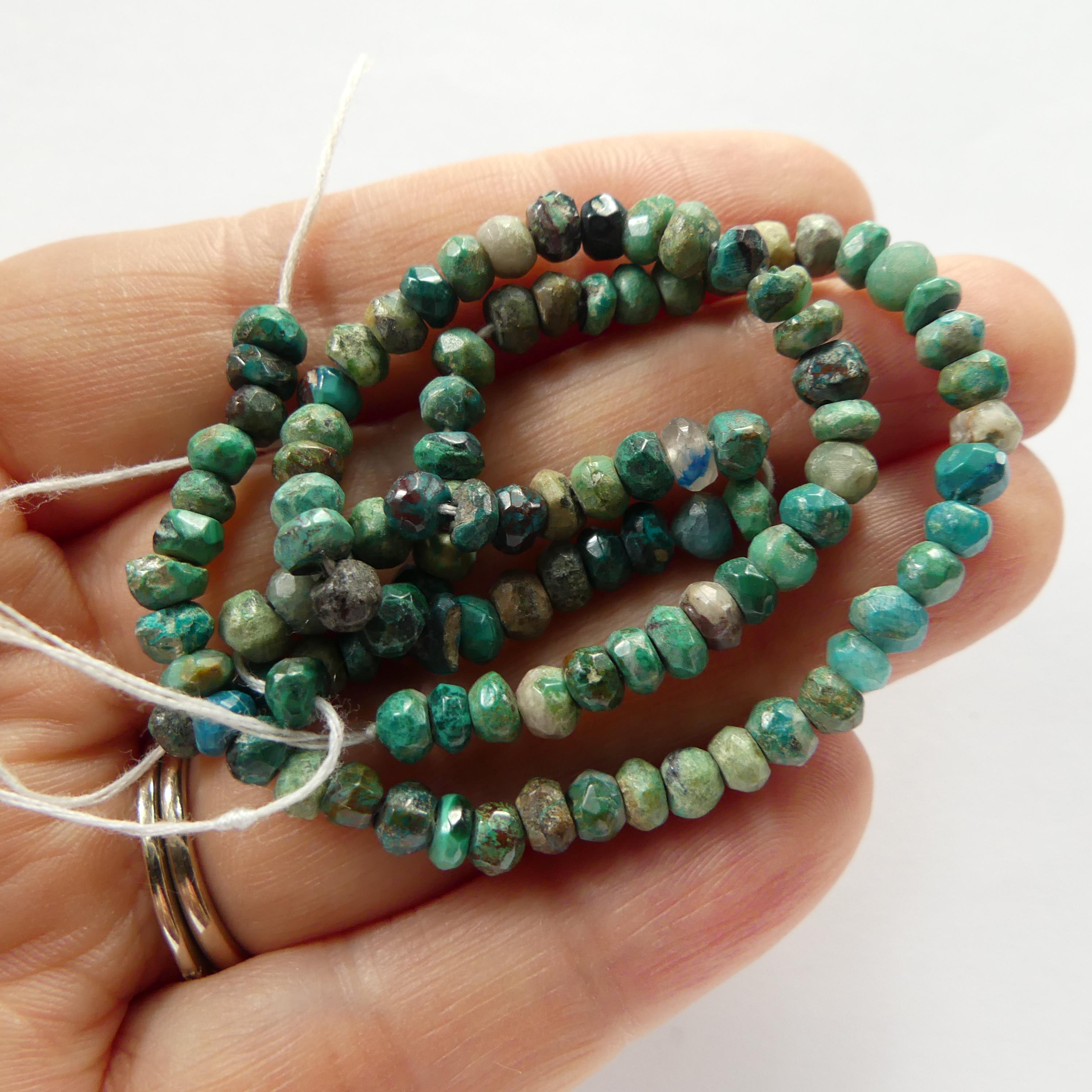 4mm Chrysocolla Beads Hand Faceted 6.25" Natural Genuine Gemstone Beads Blue Green Crystal beads Beading Crafter Gift DIY Jewelry making