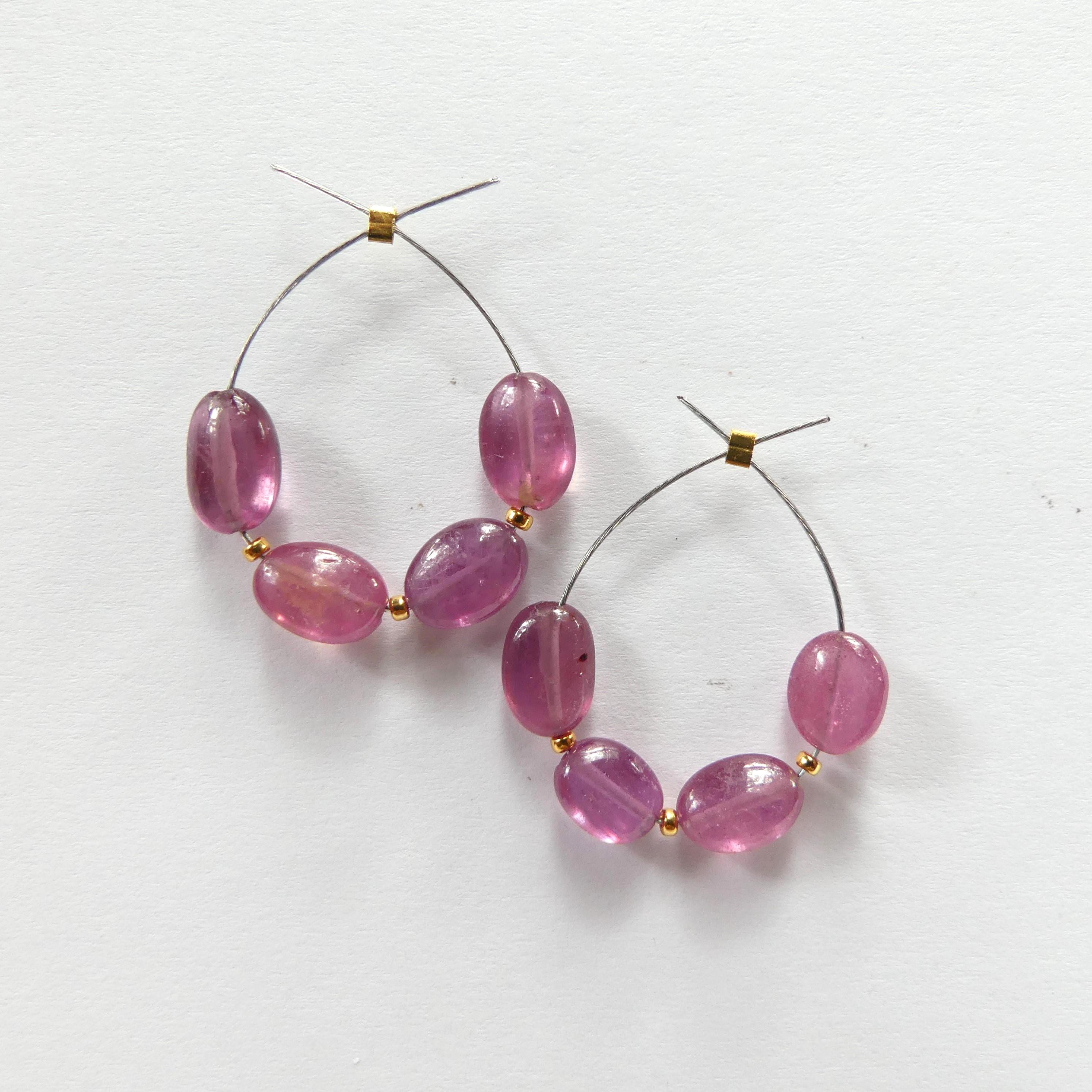 5mm Natural Pink Sapphire Oval Beads Smooth 4 Pcs Sapphire Genuine Gemstone Beads Jewelry Making Beading Craft Gift September Birthstone