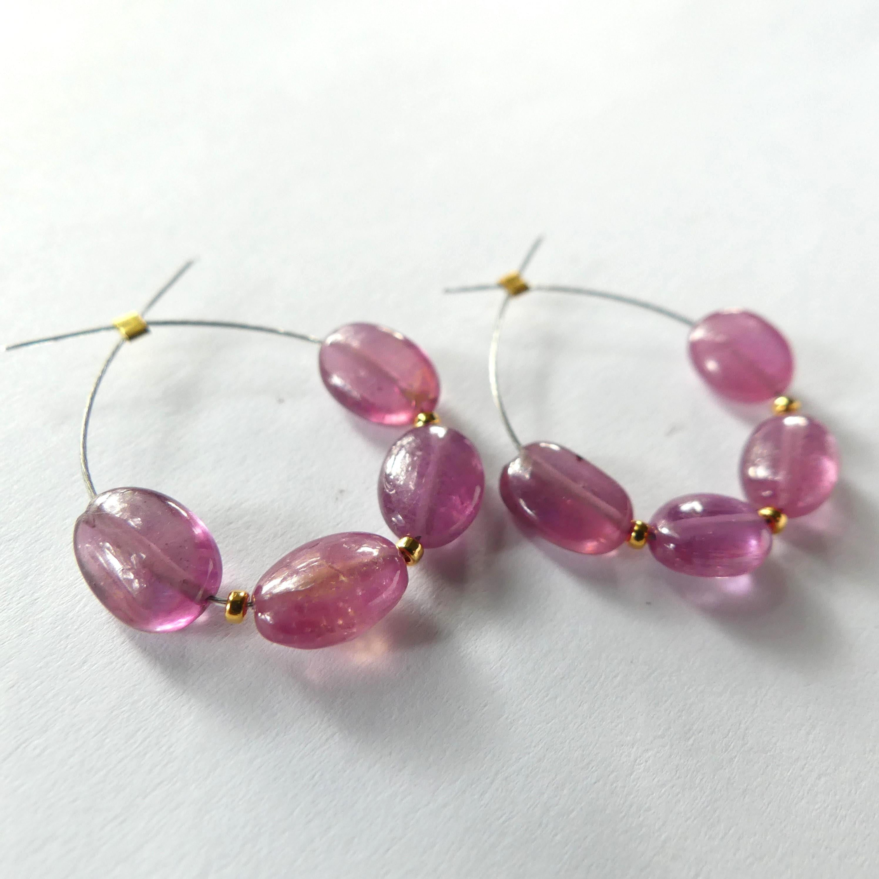 5mm Natural Pink Sapphire Oval Beads Smooth 4 Pcs Sapphire Genuine Gemstone Beads Jewelry Making Beading Craft Gift September Birthstone