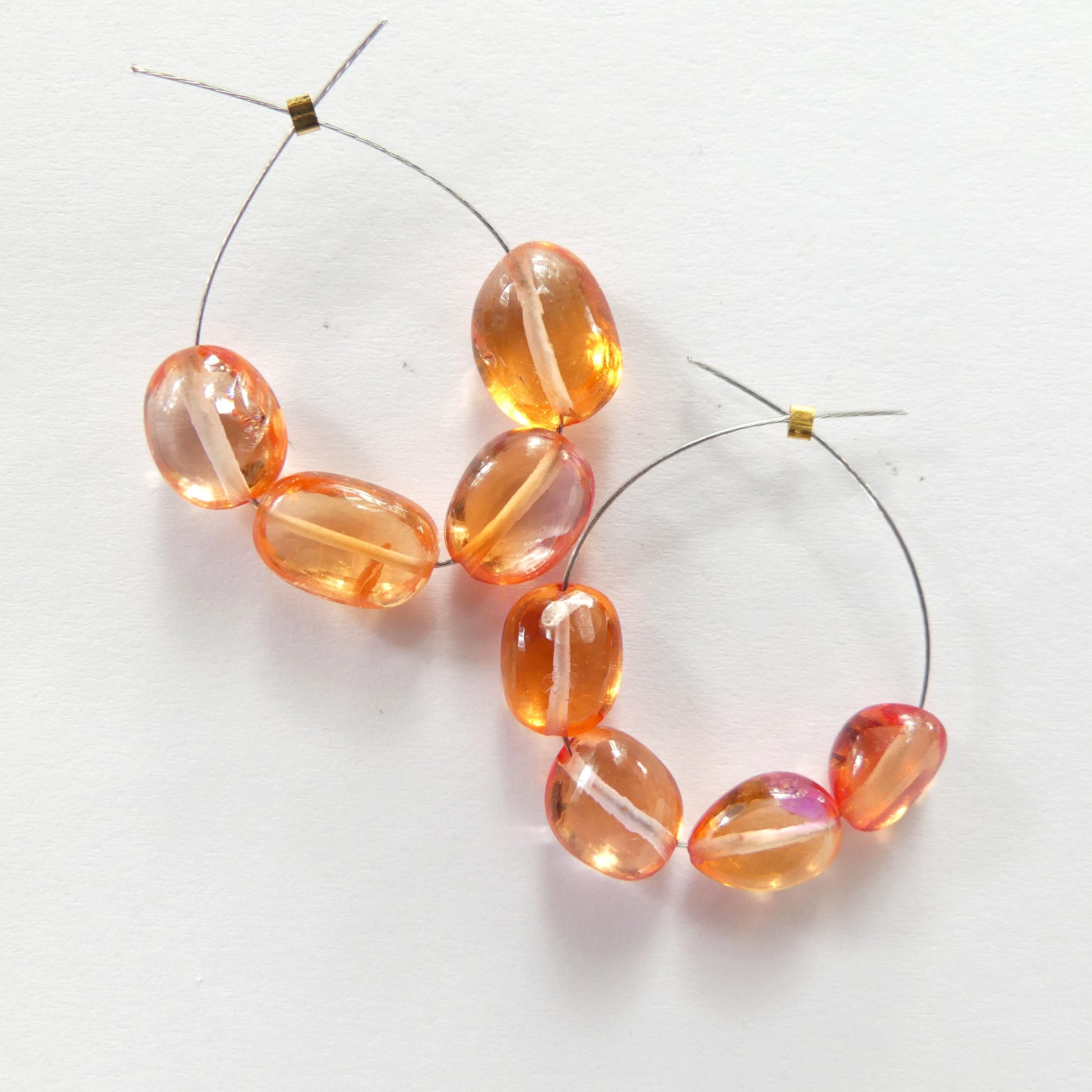 5mm 8mm Padparadscha Sapphire Oval Beads Smooth 4 Pcs Sapphire Genuine Gemstone Beads Jewelry Making Beading Craft Gift September Birthstone