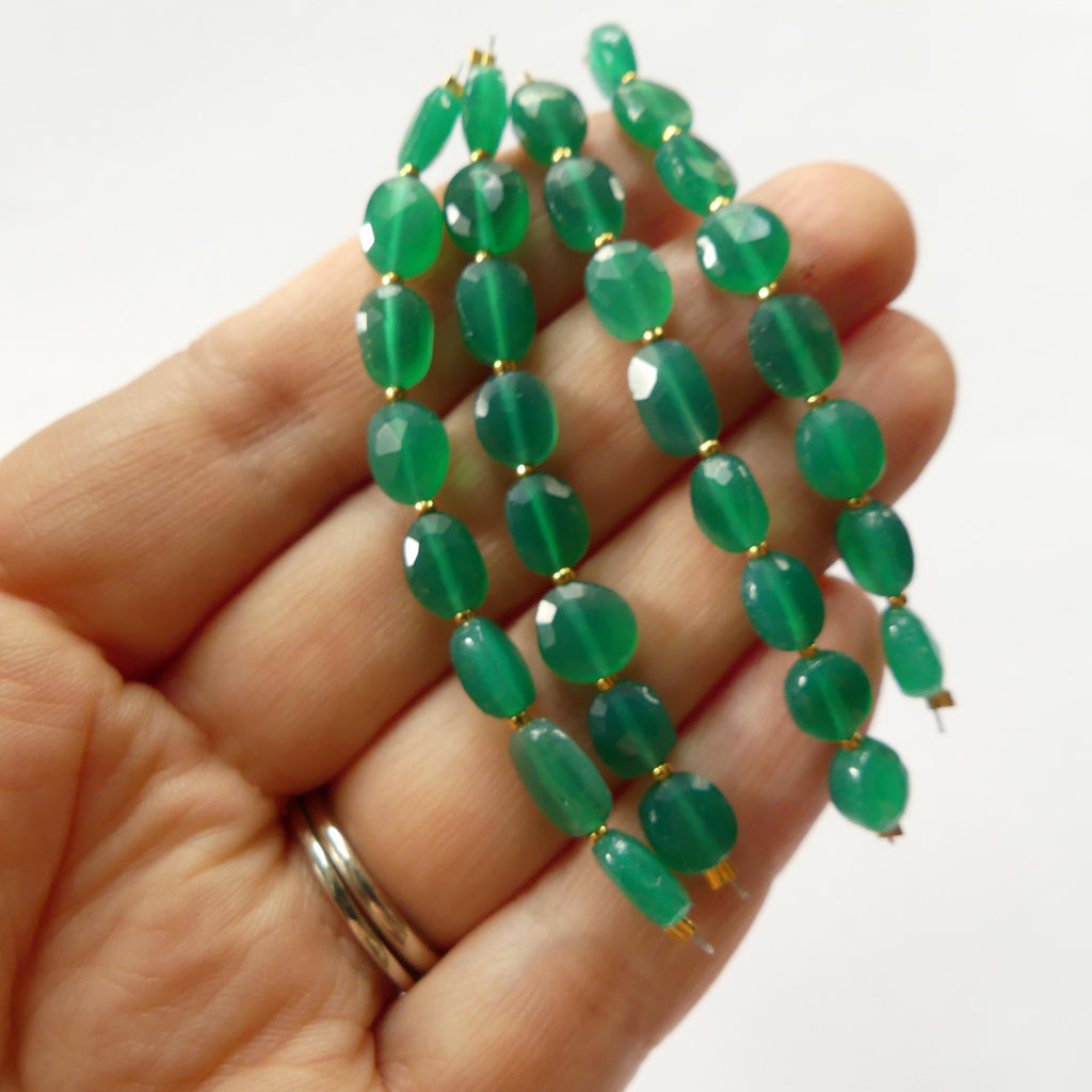6mm Green Onyx Oval Beads Faceted 6 Pcs Genuine Gemstone Beads Jewelry Making Beading Craft Gift DIY Earrings supplies May Birthstone