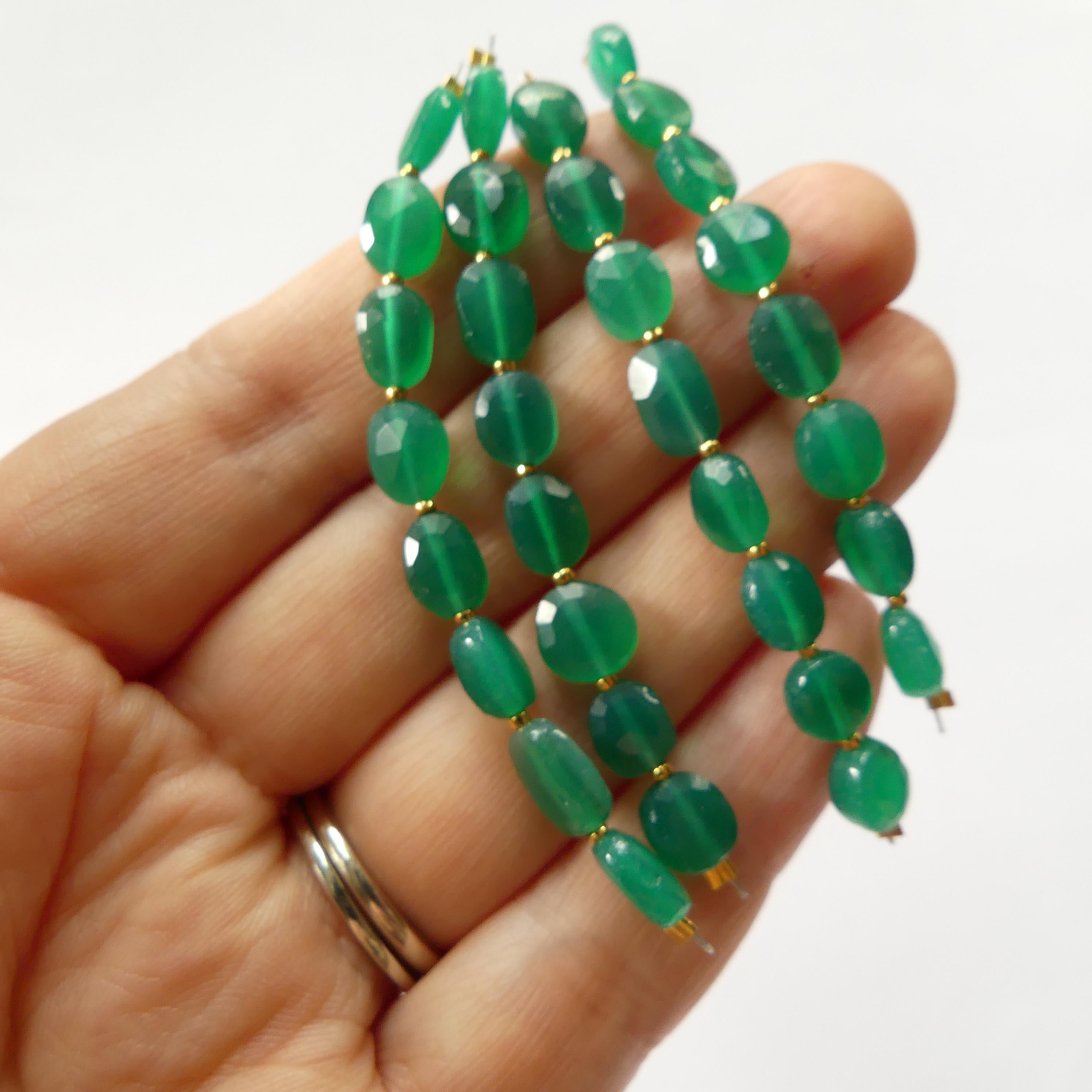 6mm Green Onyx Oval Beads Faceted 6 Pcs Genuine Gemstone Beads Jewelry Making Beading Craft Gift DIY Earrings supplies May Birthstone