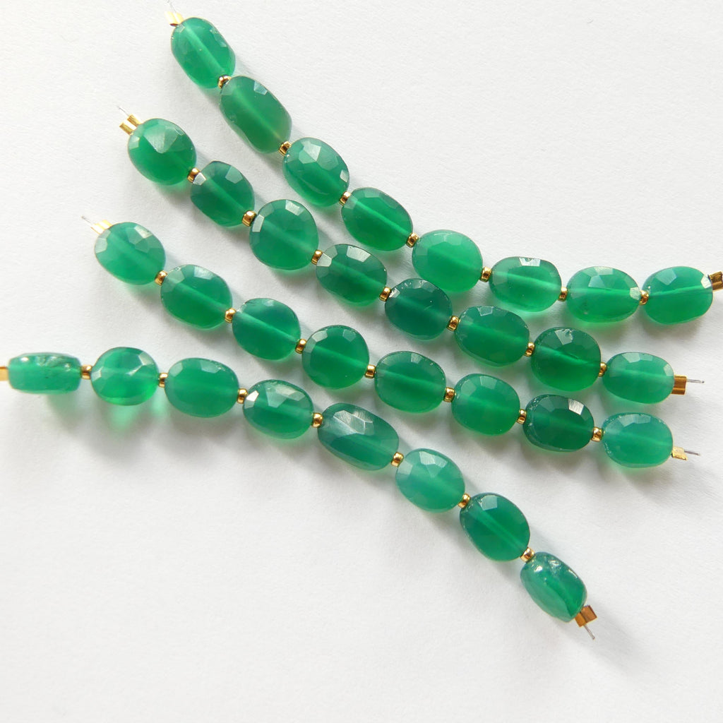6mm Green Onyx Oval Beads Faceted 6 Pcs Genuine Gemstone Beads Jewelry Making Beading Craft Gift DIY Earrings supplies May Birthstone