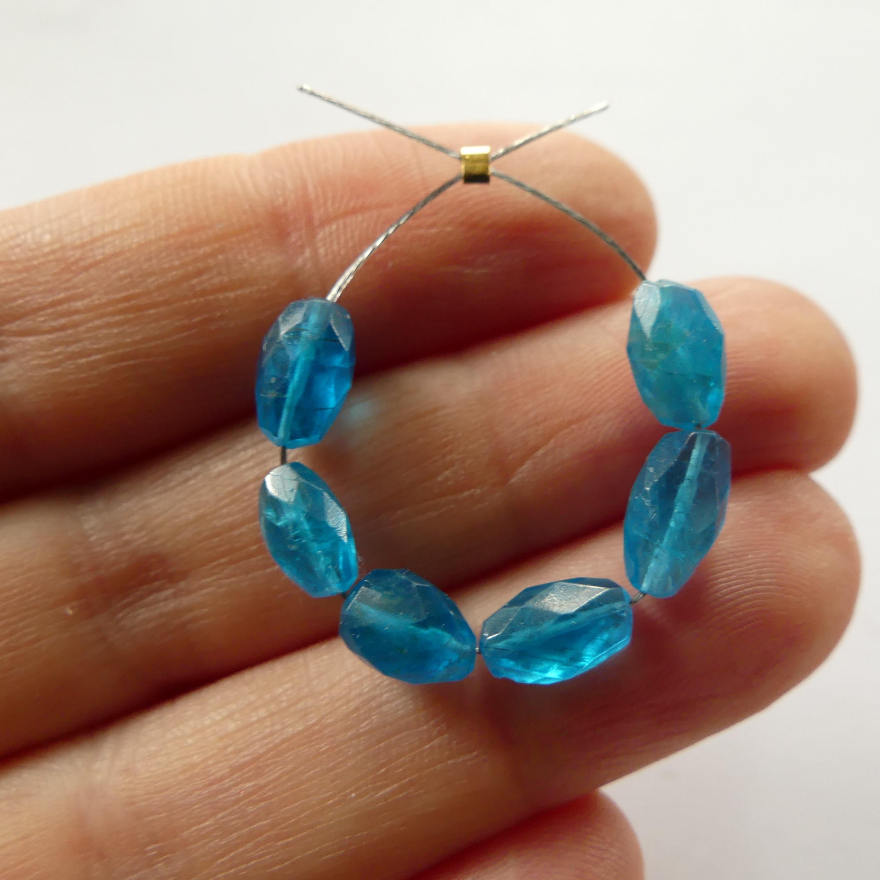 5mm Neon Apatite Oval Beads Faceted 6 Pcs Genuine Gemstone Beads Jewelry Making Beading Craft Gift DIY Earrings supplies May Birthstone