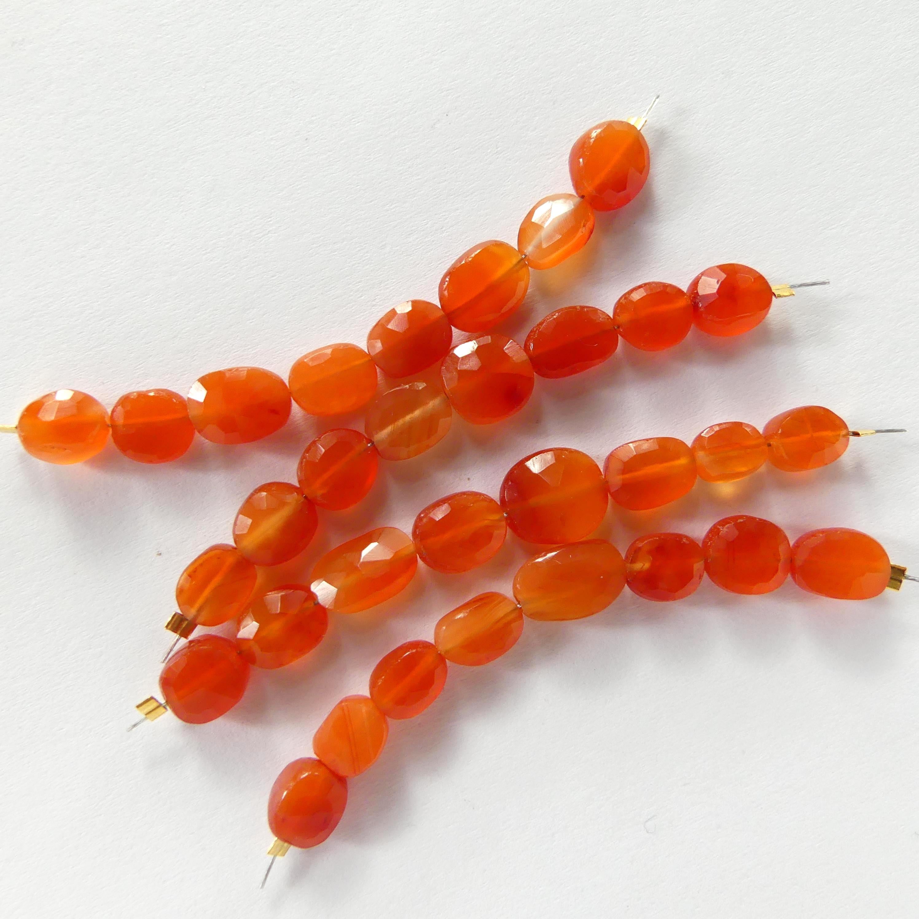 Carnelian Oval Beads Faceted 6 Pcs Genuine Gemstone Beads Jewelry Making Beading Craft Gift DIY Earrings supplies May Birthstone
