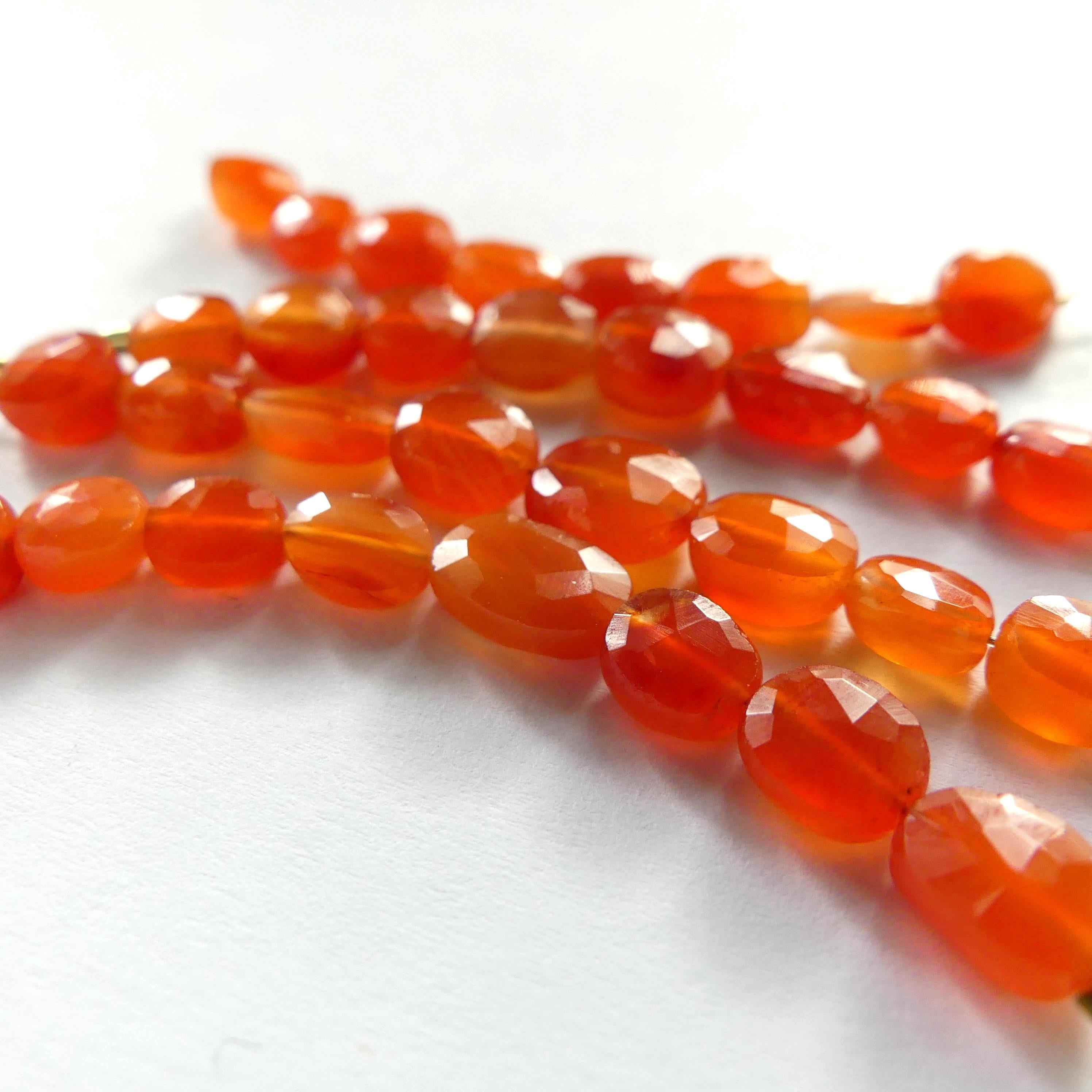 Carnelian Oval Beads Faceted 6 Pcs Genuine Gemstone Beads Jewelry Making Beading Craft Gift DIY Earrings supplies May Birthstone