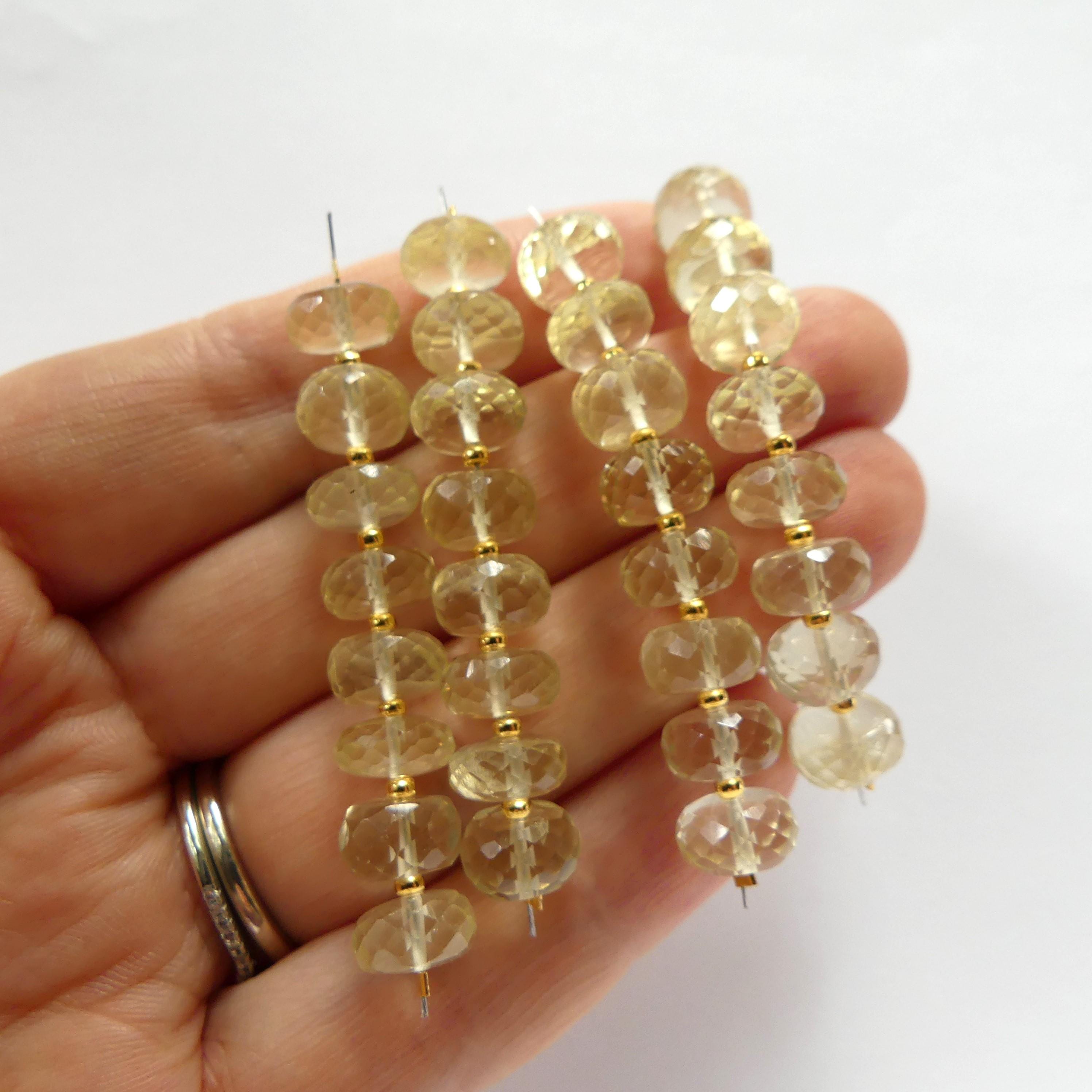 8mm AAA Yellow Topaz Beads Rondelle Beads 8 Pcs Gemstone Beads for Silk Knotting Jewelry Making DIY Necklace November birthstone