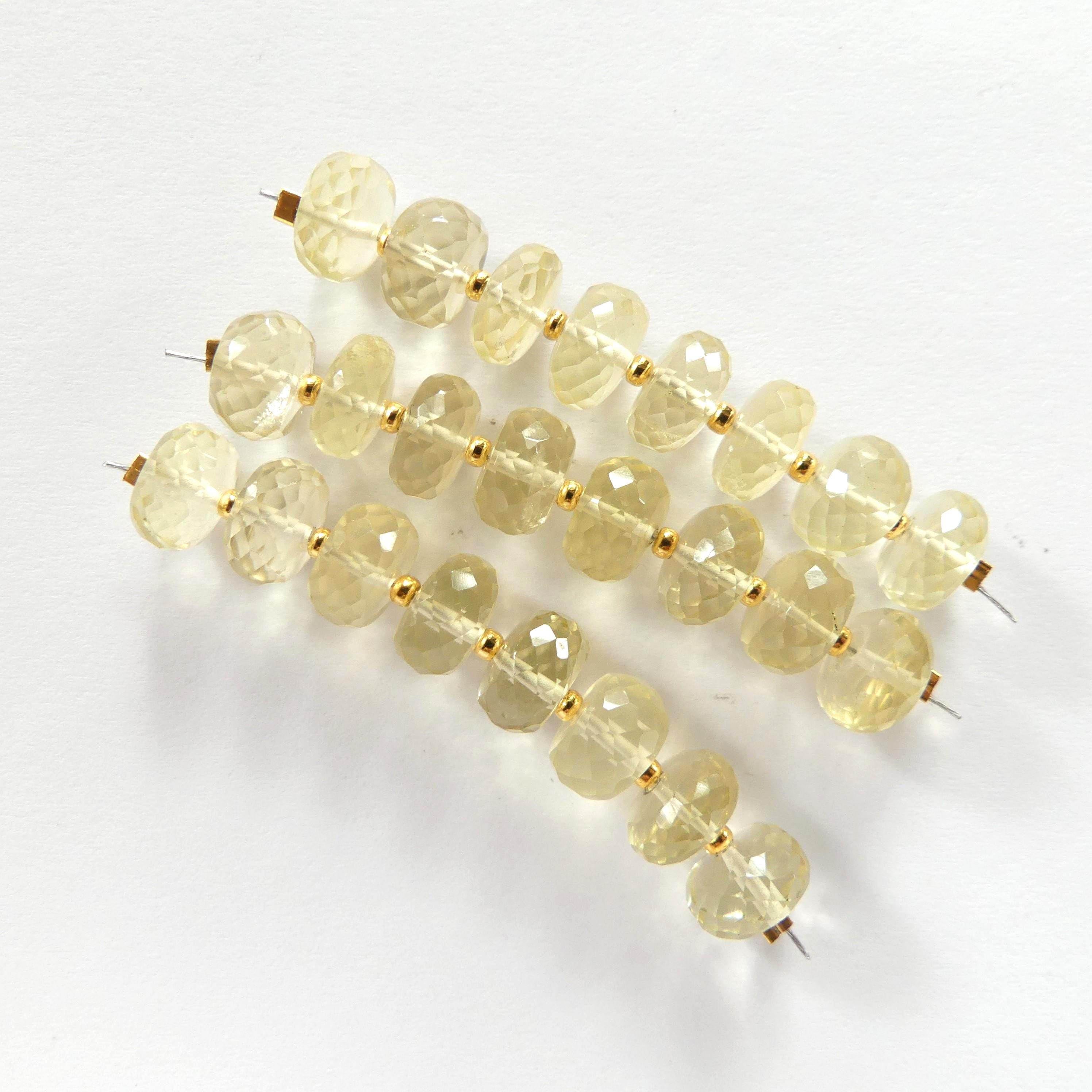 8mm AAA Yellow Topaz Beads Rondelle Beads 8 Pcs Gemstone Beads for Silk Knotting Jewelry Making DIY Necklace November birthstone