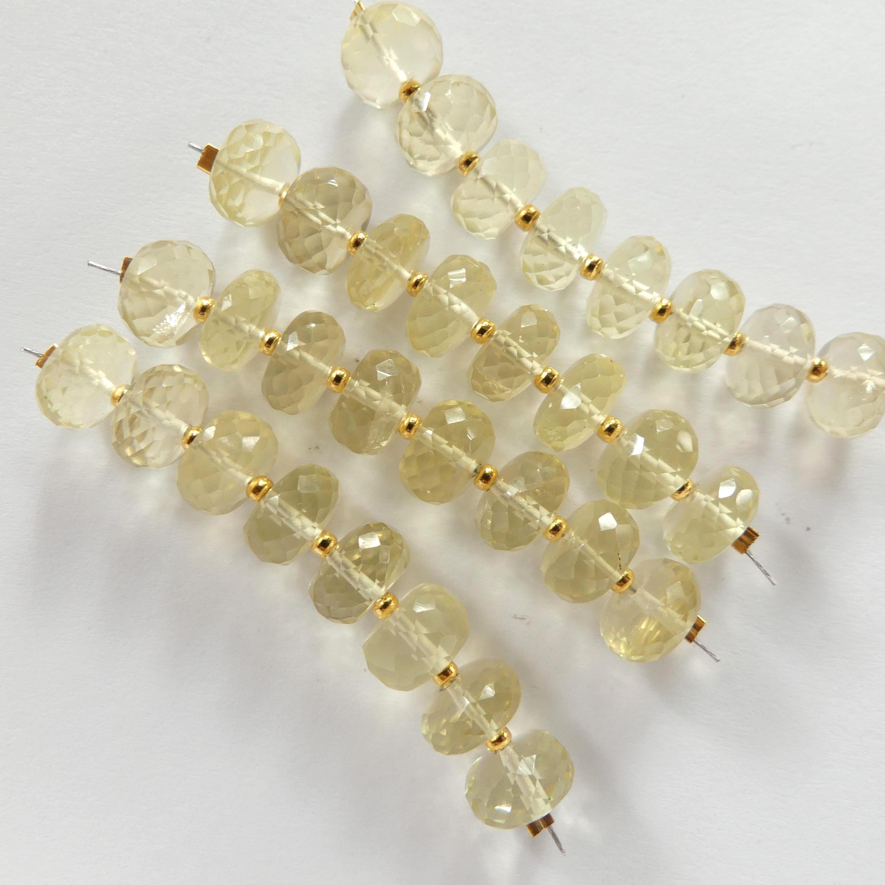8mm AAA Yellow Topaz Beads Rondelle Beads 8 Pcs Gemstone Beads for Silk Knotting Jewelry Making DIY Necklace November birthstone