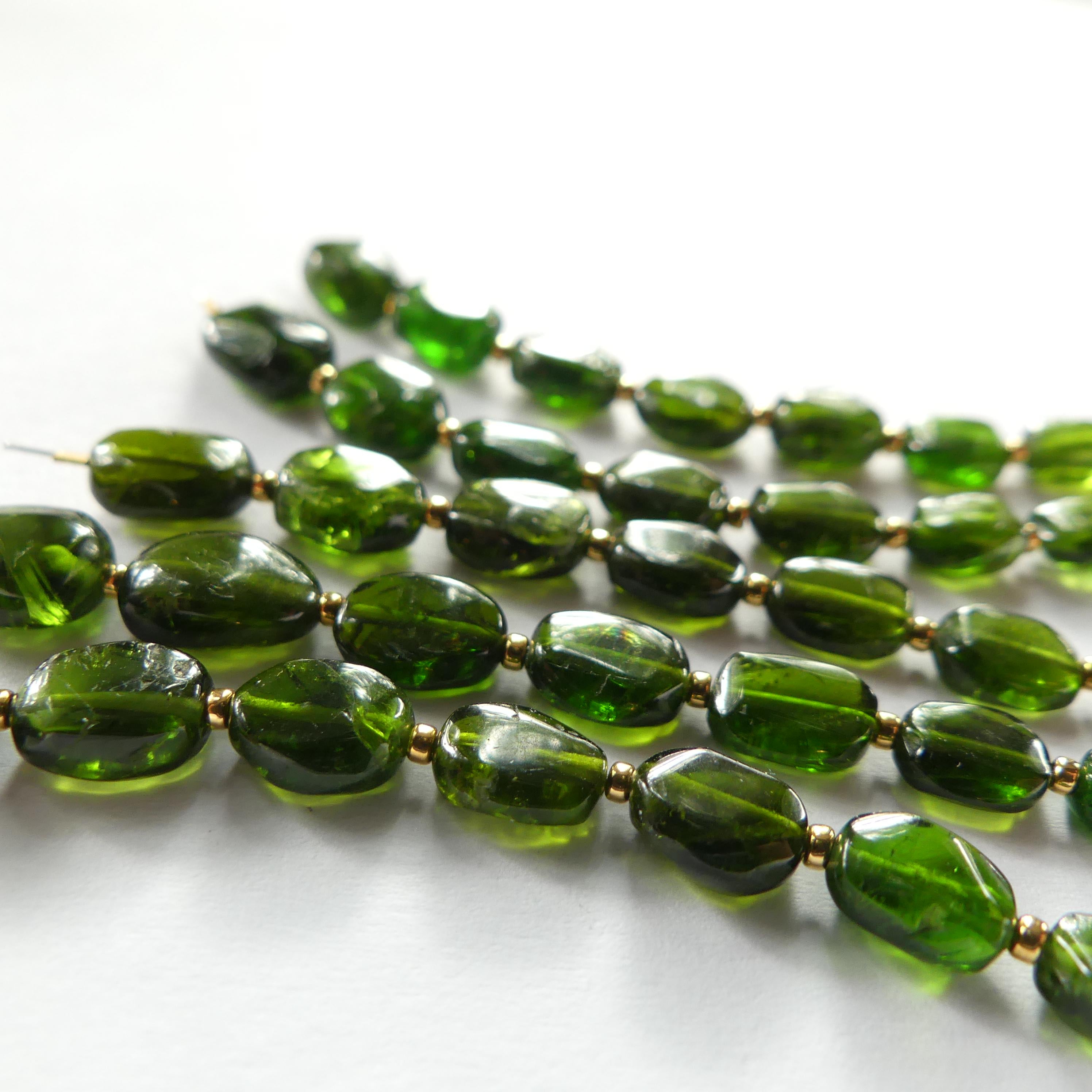 Chrome Diopside Oval Beads Smooth Nuggets 8 Pcs Green Gemstone Beads Jewelry Making Beading Craft Gift DIY Earrings supplies May Birthstone
