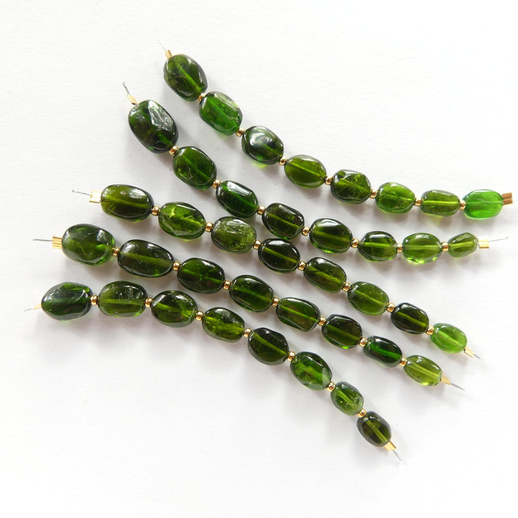 Chrome Diopside Oval Beads Smooth Nuggets 8 Pcs Green Gemstone Beads Jewelry Making Beading Craft Gift DIY Earrings supplies May Birthstone