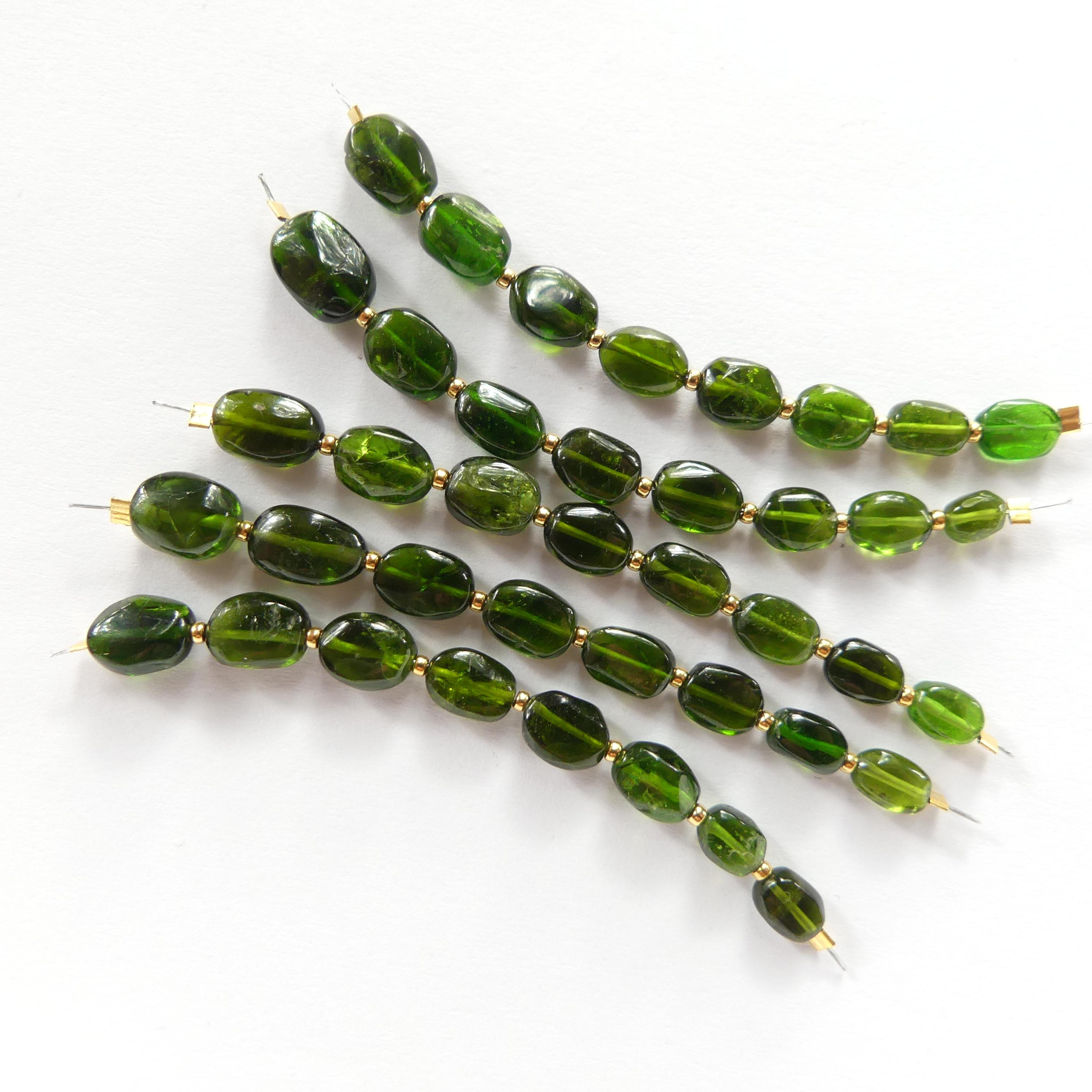 Chrome Diopside Oval Beads Smooth Nuggets 8 Pcs Green Gemstone Beads Jewelry Making Beading Craft Gift DIY Earrings supplies May Birthstone
