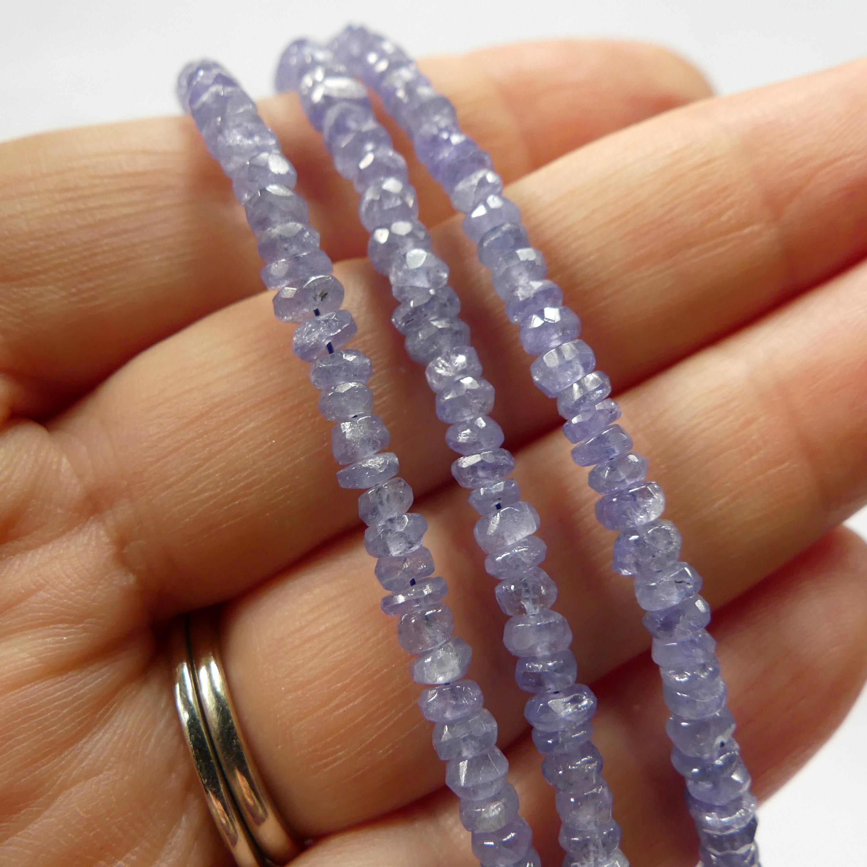 3mm 4mm AAA Tanzanite Beads Hand Faceted Rondelle Beads 8" Natural Tanzanite Gemstone Beads Beading Crafter Gift December Birthstone