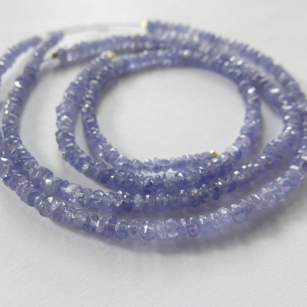 3mm 4mm AAA Tanzanite Beads Hand Faceted Rondelle Beads 8" Natural Tanzanite Gemstone Beads Beading Crafter Gift December Birthstone