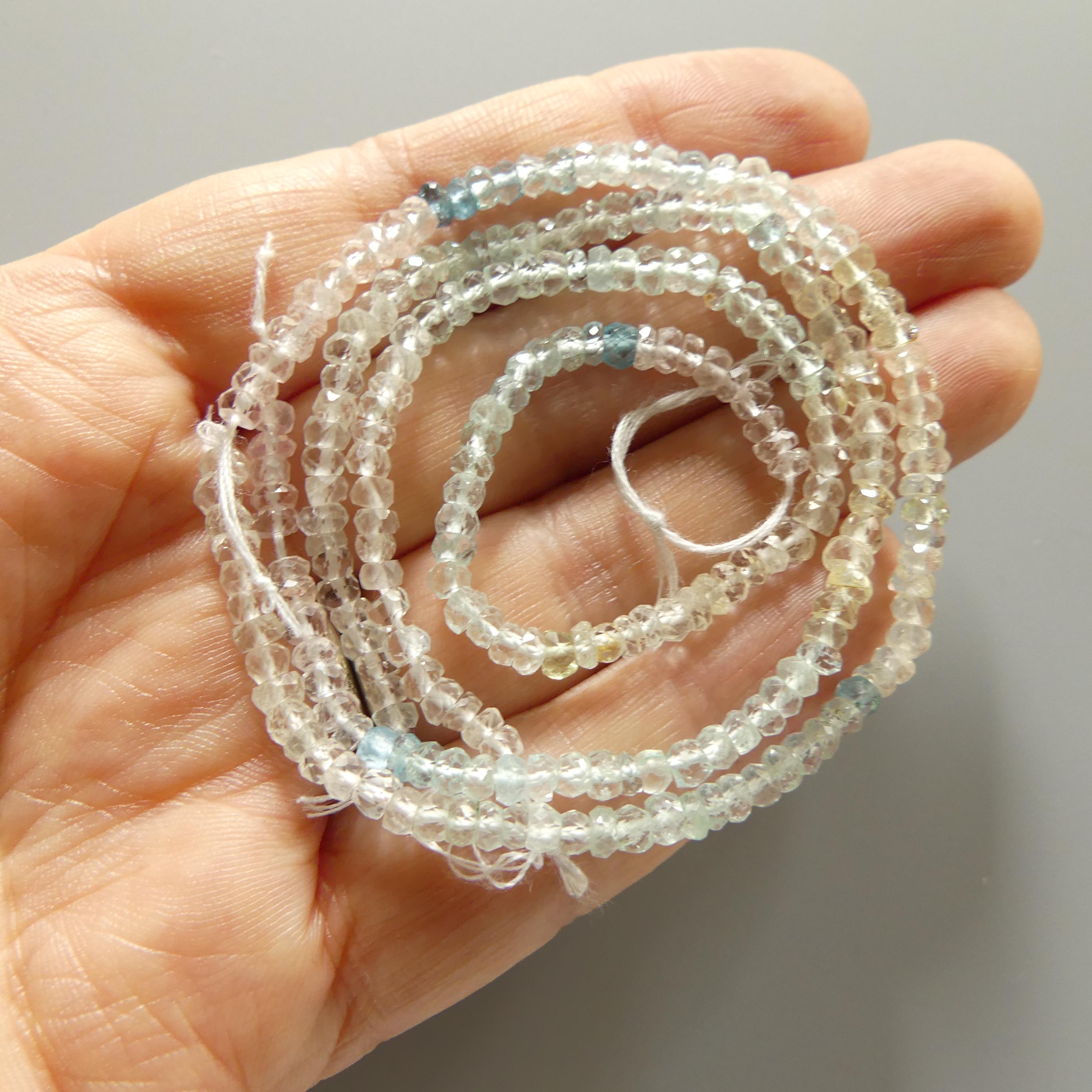 3.5mm AAA Multi Aquamarine Beads Rondelle Hand Faceted 6" Natural Genuine Pastel Gemstone Beads Jewelry Making Craft Gift March Birthstone