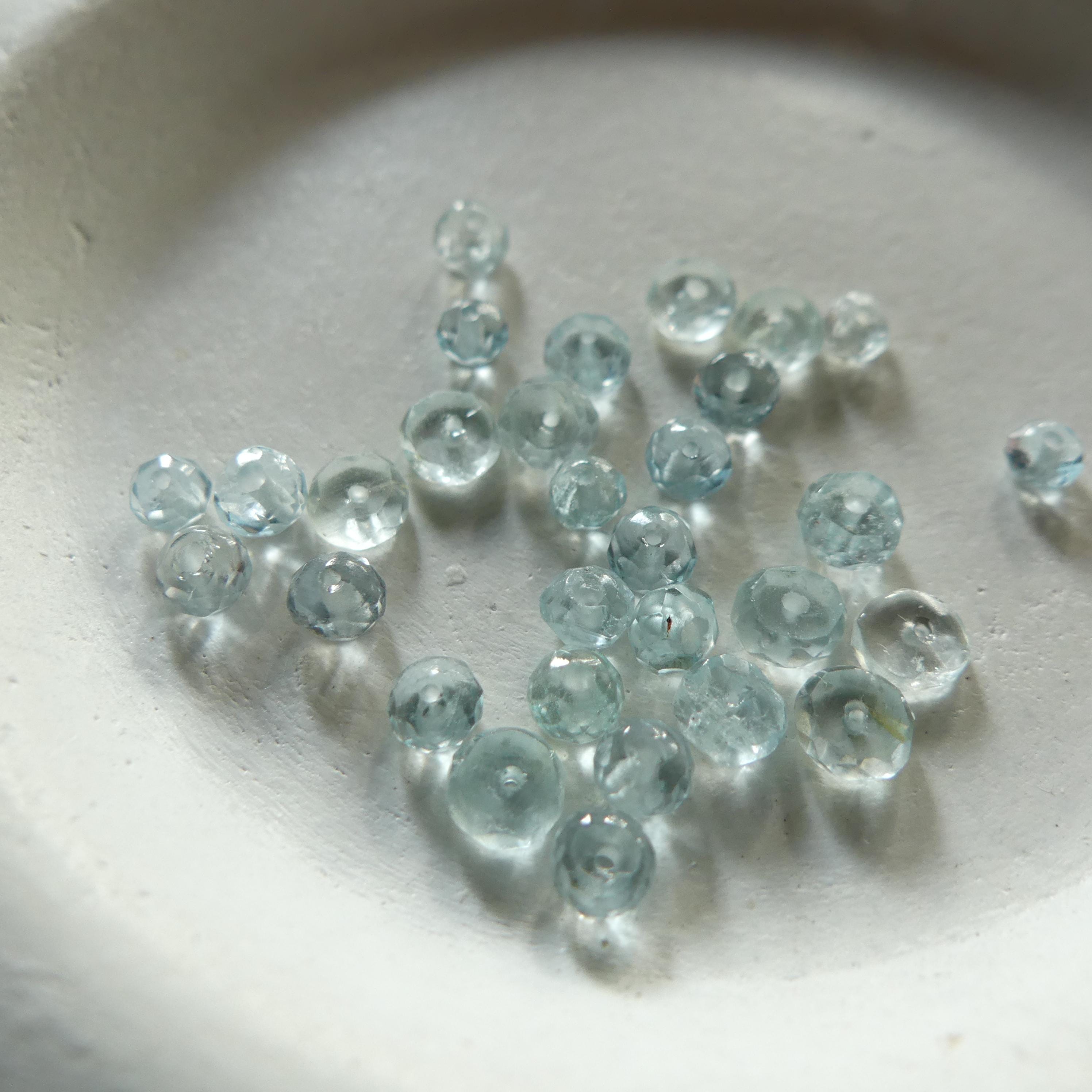 3mm 4mm Ice Blue AAA Aquamarine Beads Hand Faceted Rondelle 7.5" Natural Gemstone Beads Jewelry Making DIY March Birthstone