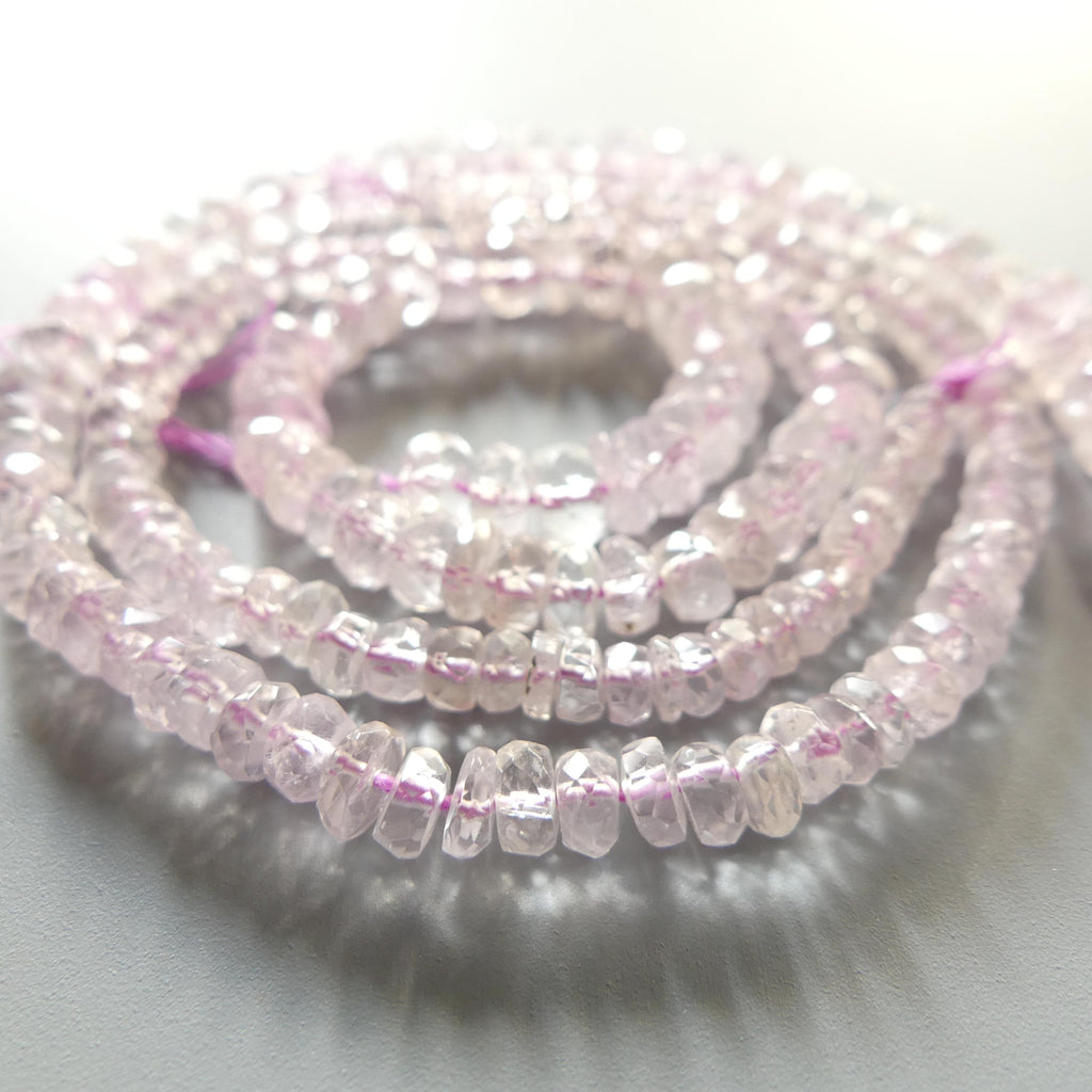 3mm 5mm AAA Morganite Beads Hand Faceted Rondelle Beads 6" Natural Pale Pink Gemstone Beads Crafter Gift July Birthstone DIY Jewelry