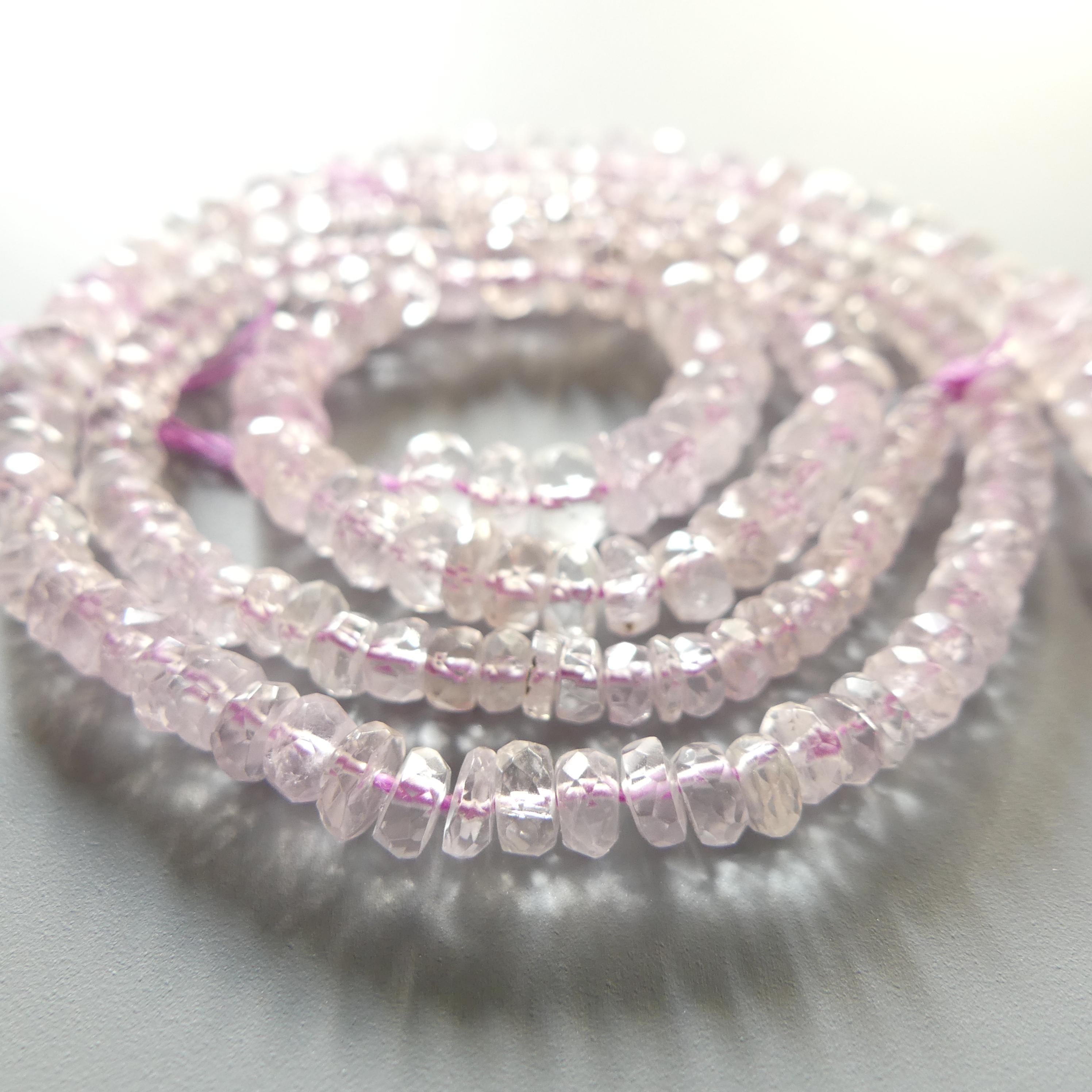 3mm 5mm AAA Morganite Beads Hand Faceted Rondelle Beads 6" Natural Pale Pink Gemstone Beads Crafter Gift July Birthstone DIY Jewelry