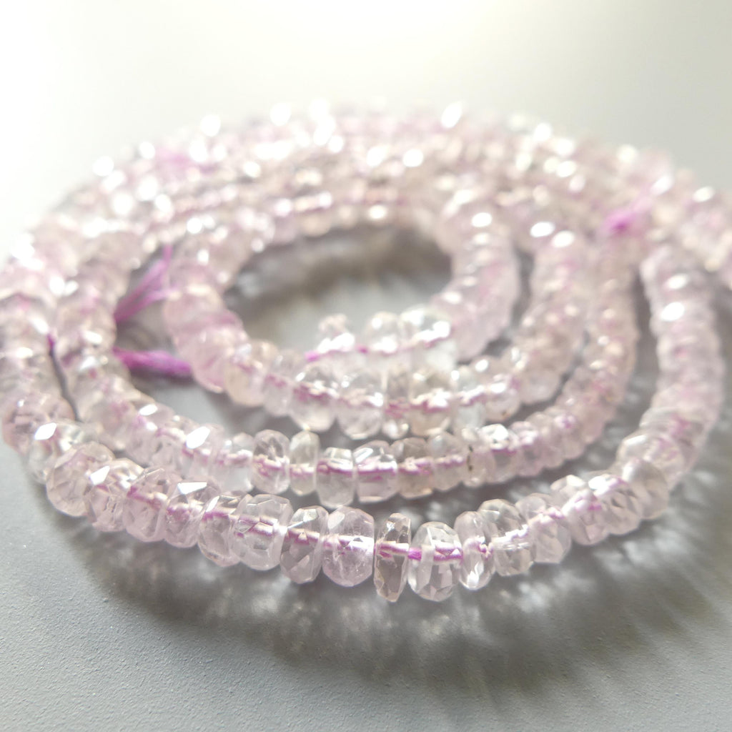 3mm 5mm AAA Morganite Beads Hand Faceted Rondelle Beads 6" Natural Pale Pink Gemstone Beads Crafter Gift July Birthstone DIY Jewelry