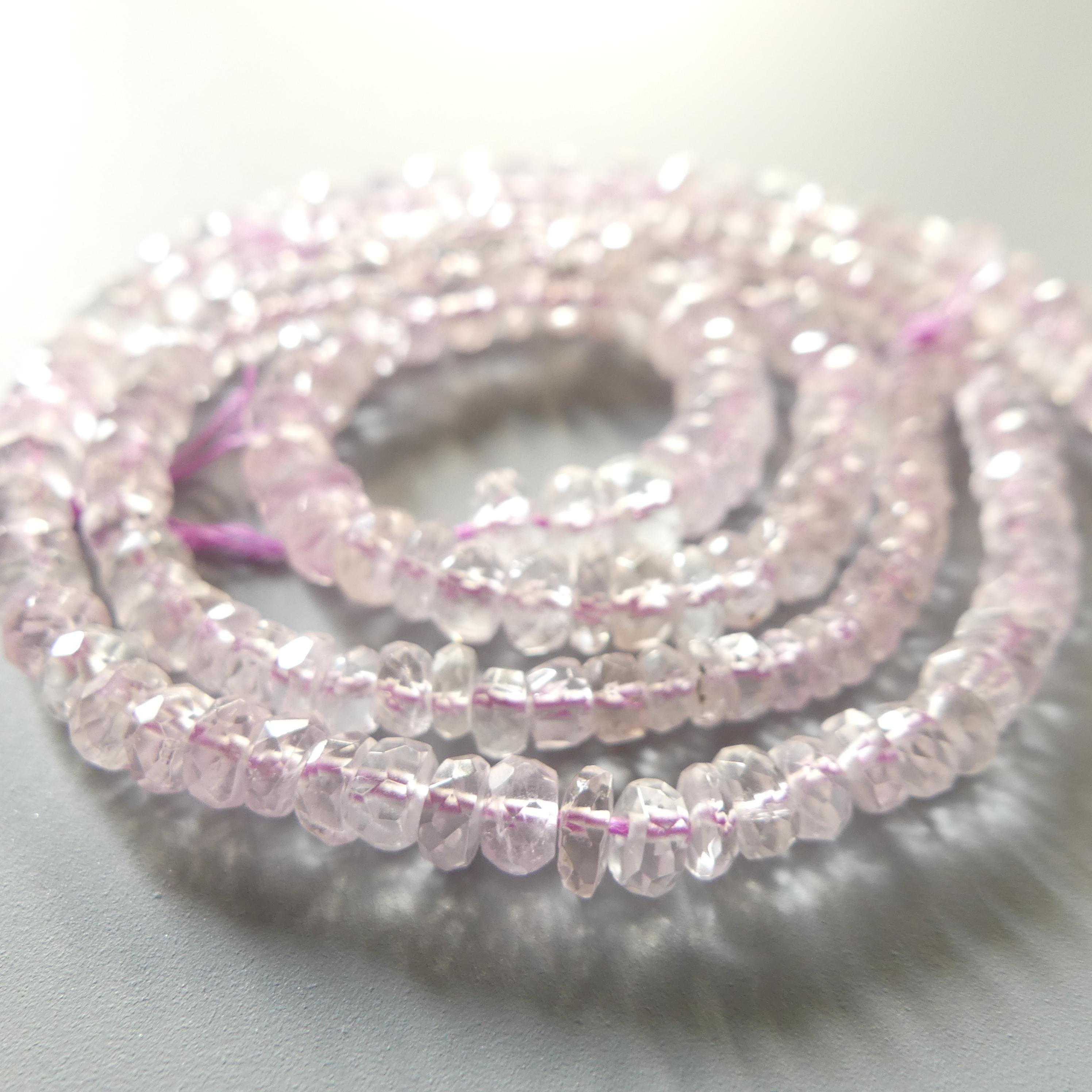 3mm 5mm AAA Morganite Beads Hand Faceted Rondelle Beads 6" Natural Pale Pink Gemstone Beads Crafter Gift July Birthstone DIY Jewelry