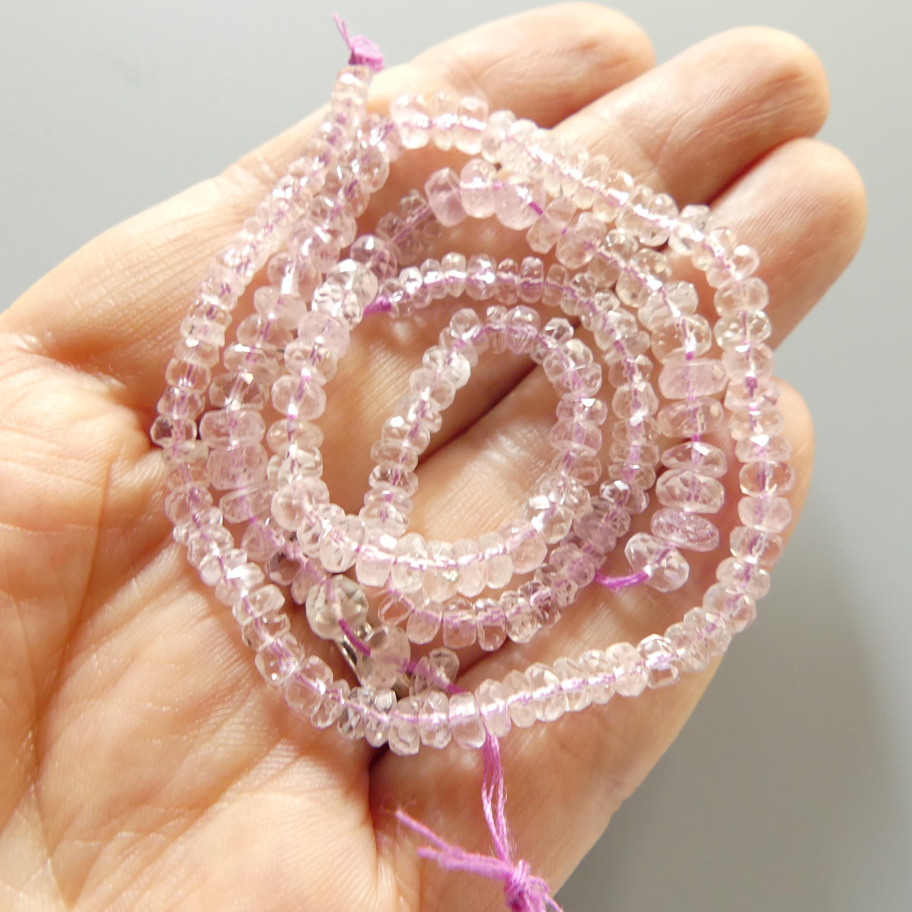 3mm 5mm AAA Morganite Beads Hand Faceted Rondelle Beads 6" Natural Pale Pink Gemstone Beads Crafter Gift July Birthstone DIY Jewelry