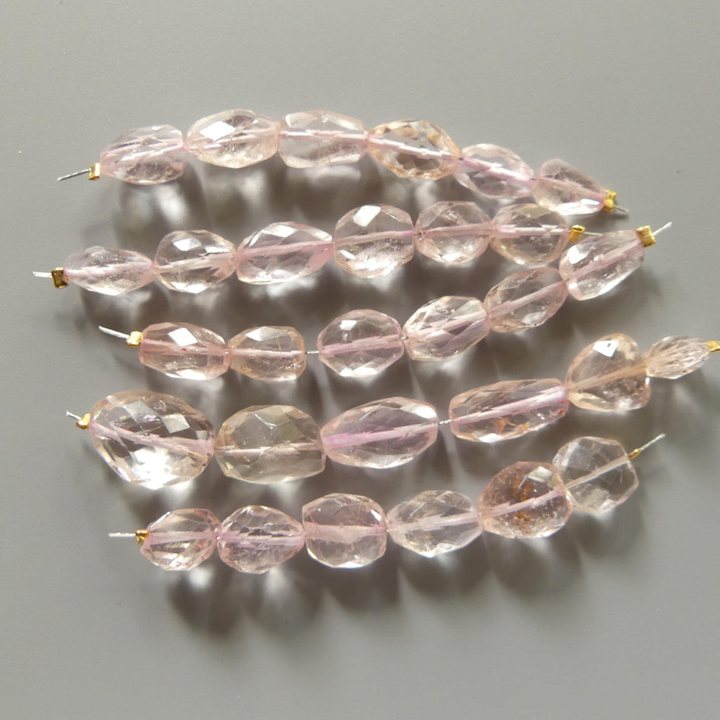 AAA Morganite Faceted Oval Beads Morganite Nuggets Natural Pale Pink Gemstone Briolette Crafter Gift DIY Jewelry