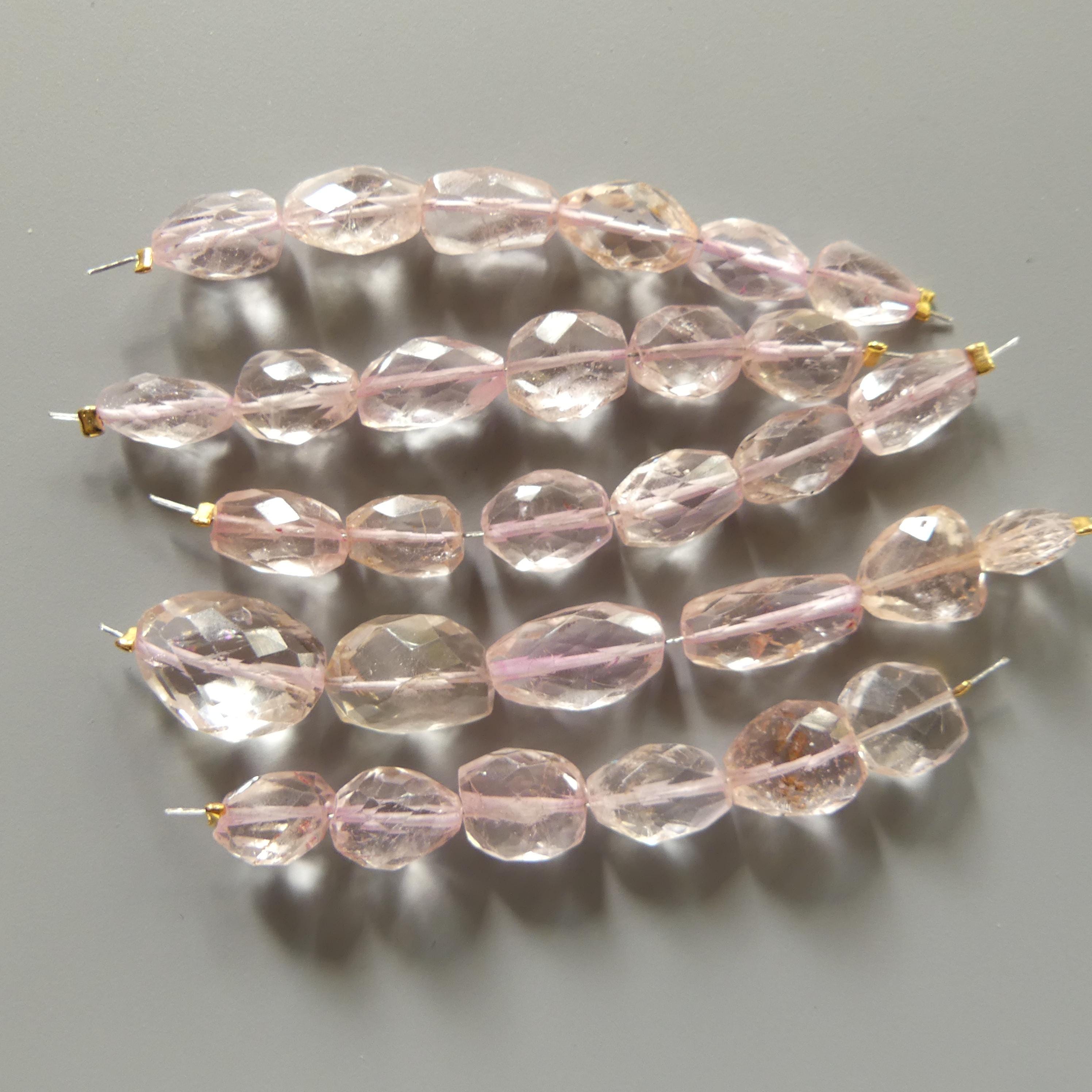 AAA Morganite Faceted Oval Beads Morganite Nuggets Natural Pale Pink Gemstone Briolette Crafter Gift DIY Jewelry