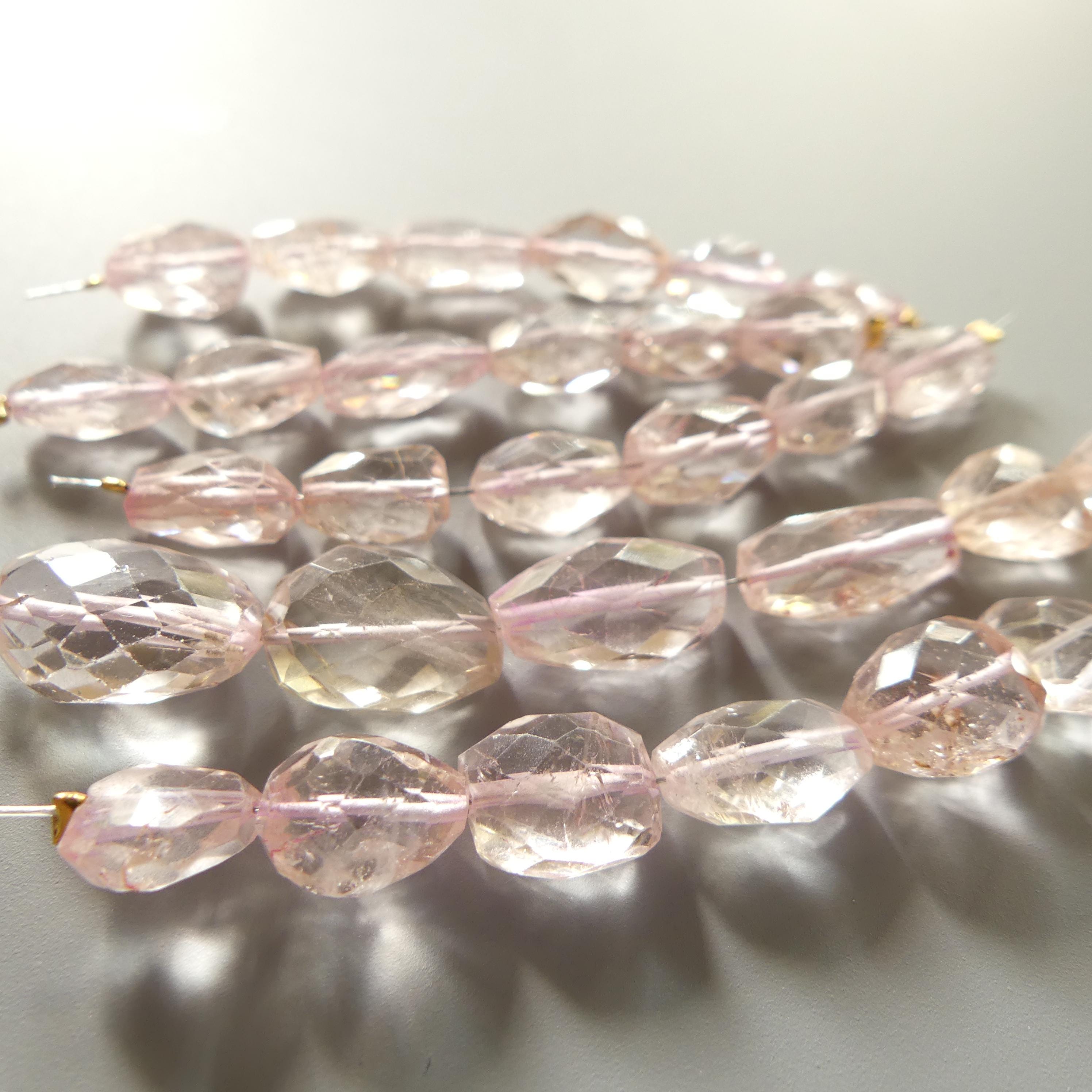 AAA Morganite Faceted Oval Beads Morganite Nuggets Natural Pale Pink Gemstone Briolette Crafter Gift DIY Jewelry