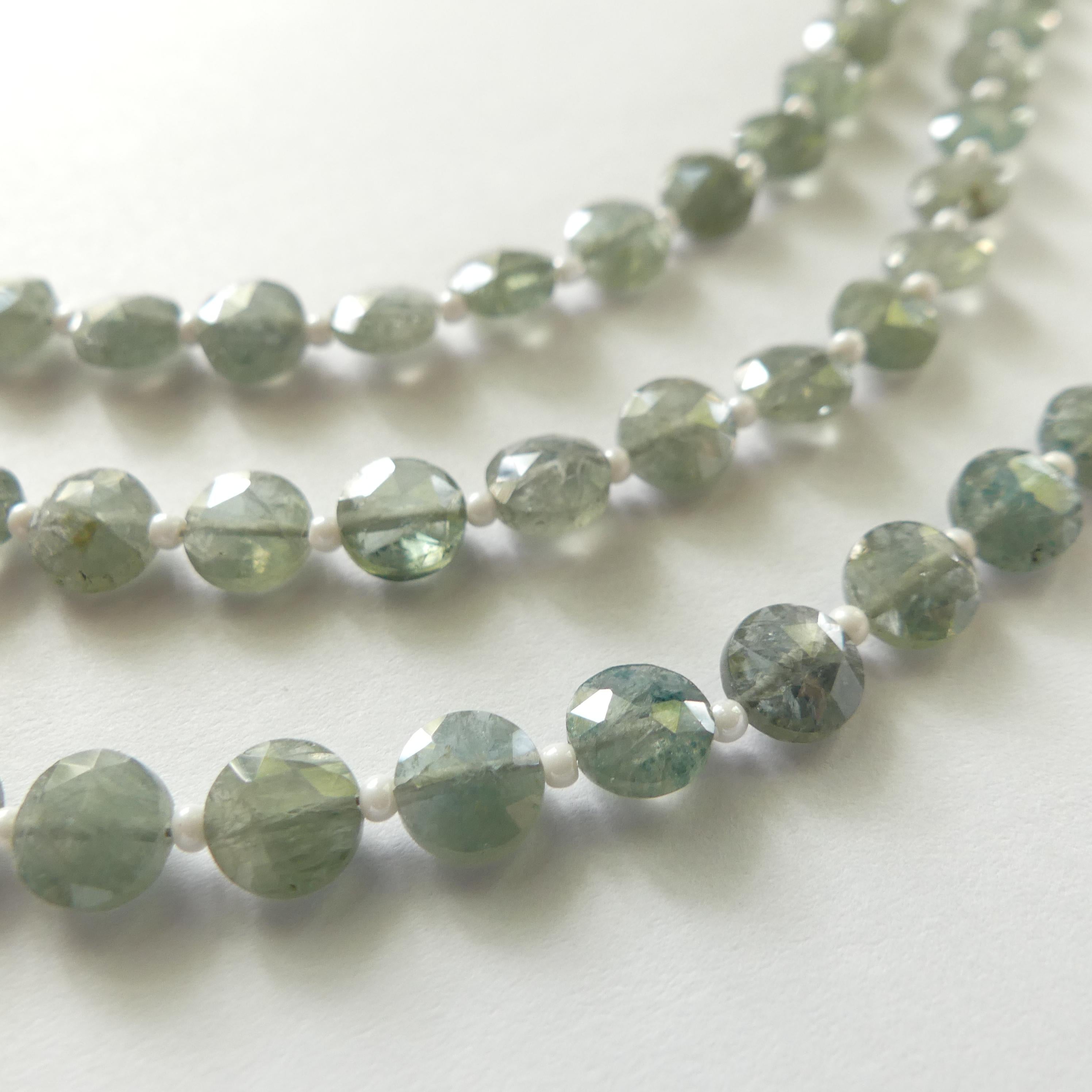 AAA Rare Moss Aquamarine Coin Beads 6mm 8" Natural Green Aquamarine Round Gemstone Beads Jewelry Making DIY Earrings