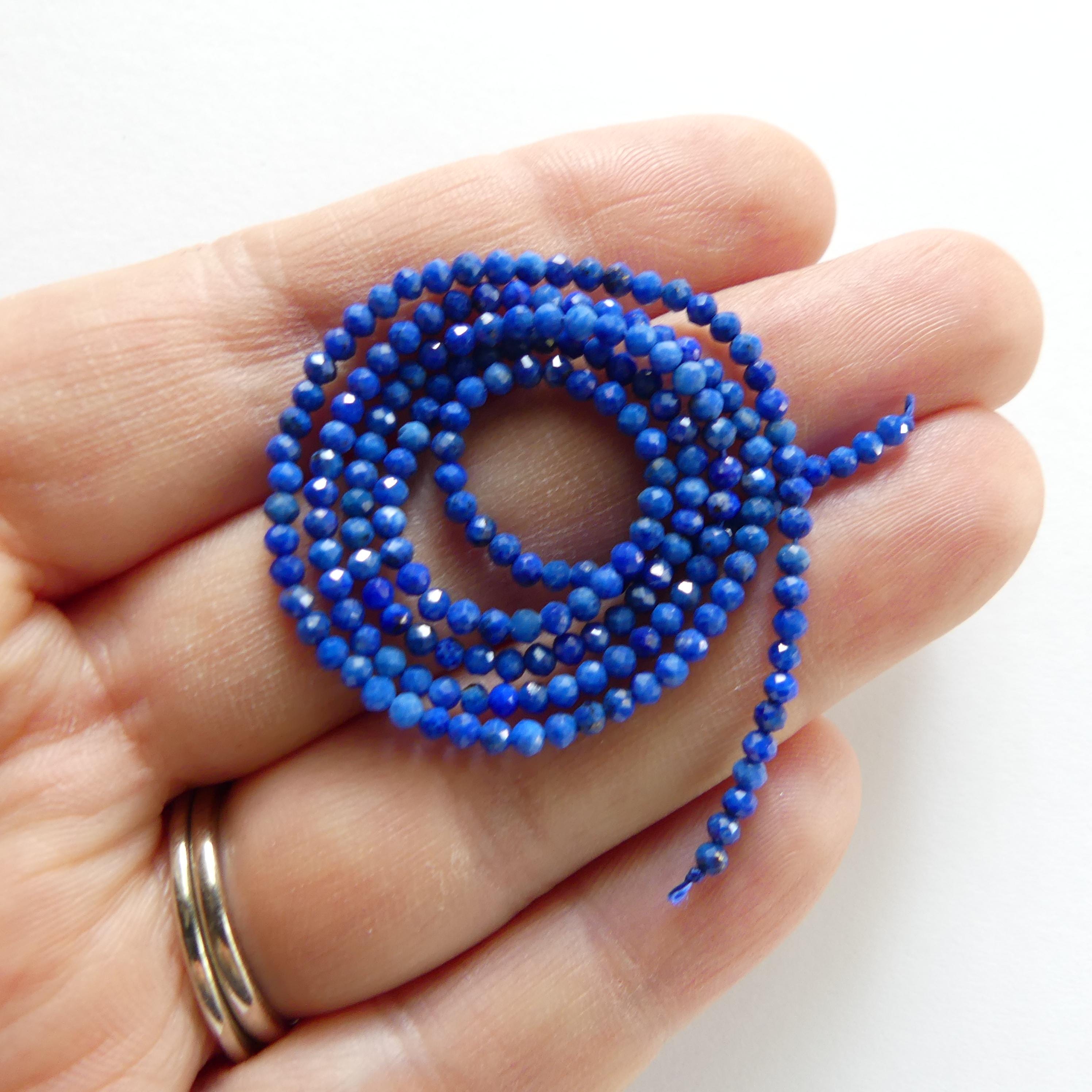 2mm AAA Lapis Lazuli Faceted Beads 15" Selected Light Blue Lapis Gemstone Beads for Jewelry Making Beading Craft Gift Beads