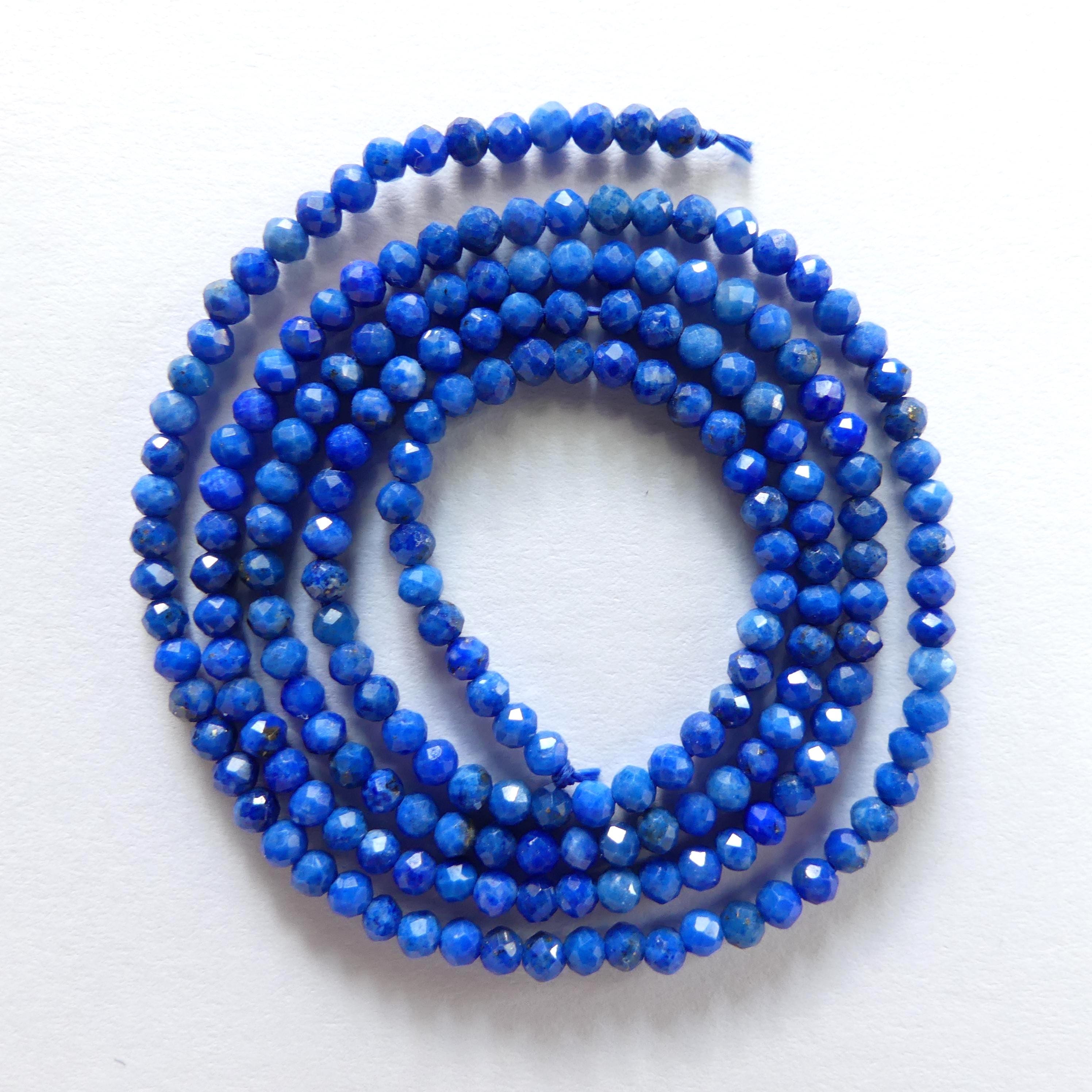 2mm AAA Lapis Lazuli Faceted Beads 15" Selected Light Blue Lapis Gemstone Beads for Jewelry Making Beading Craft Gift Beads