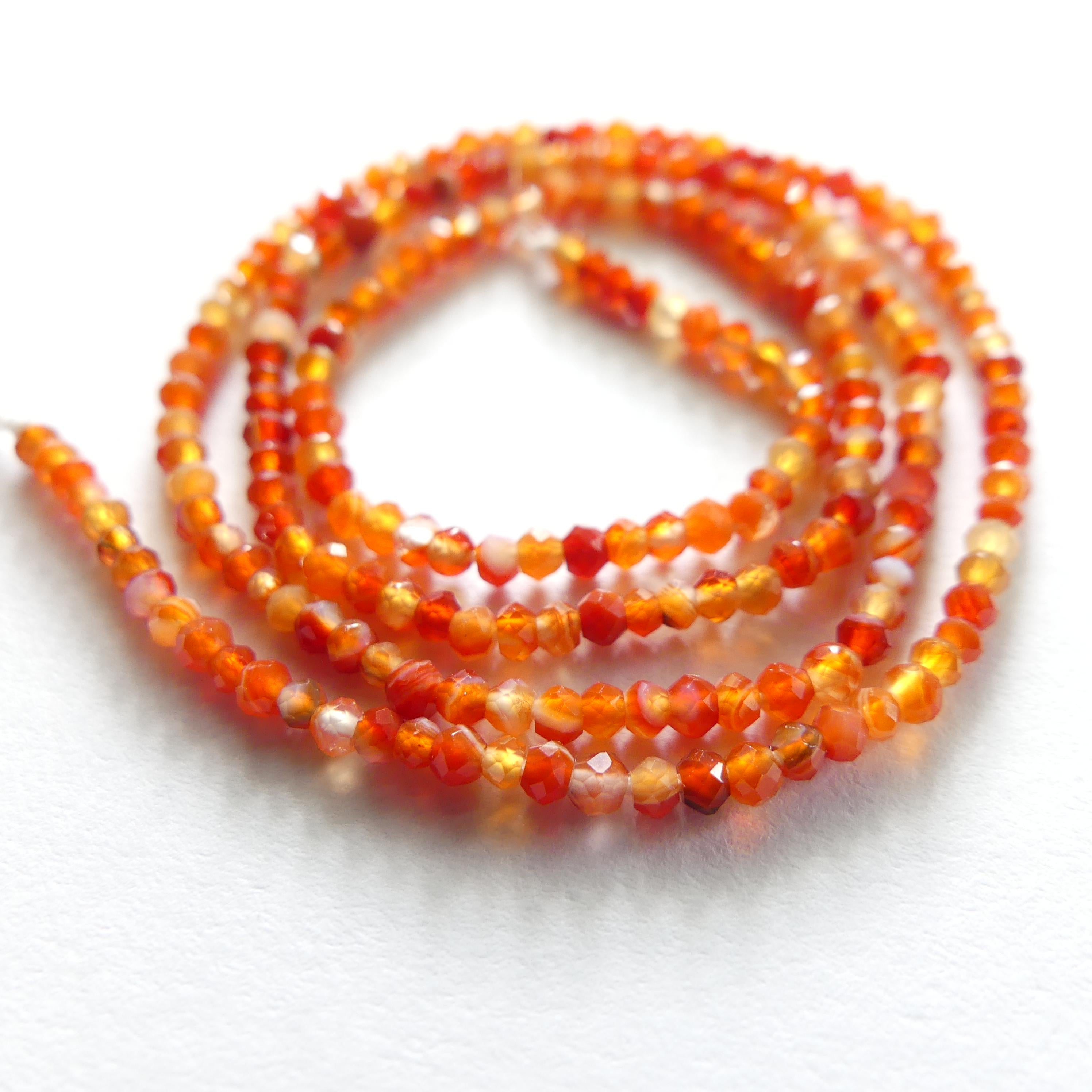 2mm Natural Orange Carnelian Faceted Beads 12.5" Genuine Gemstone Agate Beads Jewelry Making Beading Craft Gift Beads Self-Love Abundance