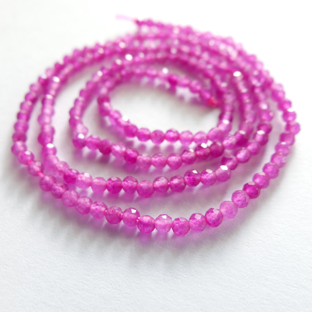 2mm Magenta Quartz Meads Micro Faceted Seed Beads Genuine Hot Pink Quartz Beads 15" Sparkly Gemstone Beads for Jewelry Making Tiny Beads