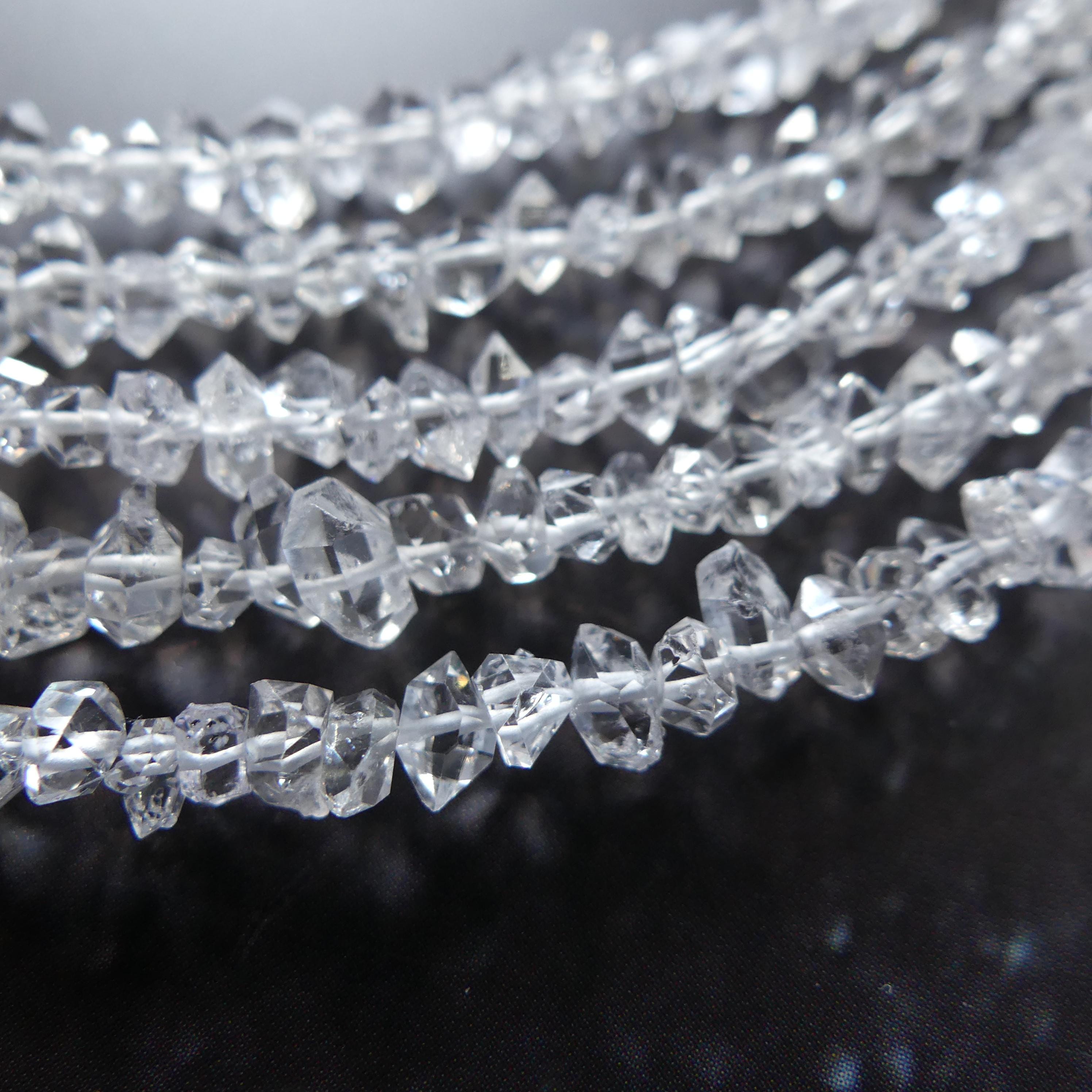 5mm AAA Herkimer Diamond Beads 15" Clear Quartz Genuine Gemstone Beads for Jewelry Making Beading Craft Gift April Birthstone