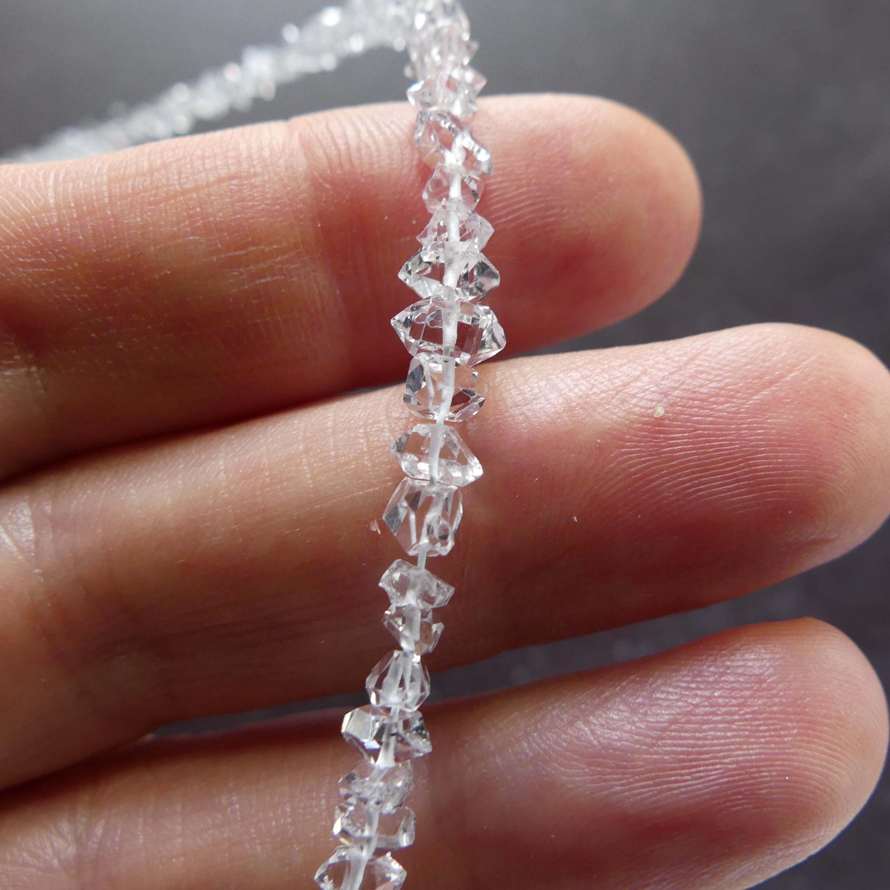 5mm AAA Herkimer Diamond Beads 15" Clear Quartz Genuine Gemstone Beads for Jewelry Making Beading Craft Gift April Birthstone