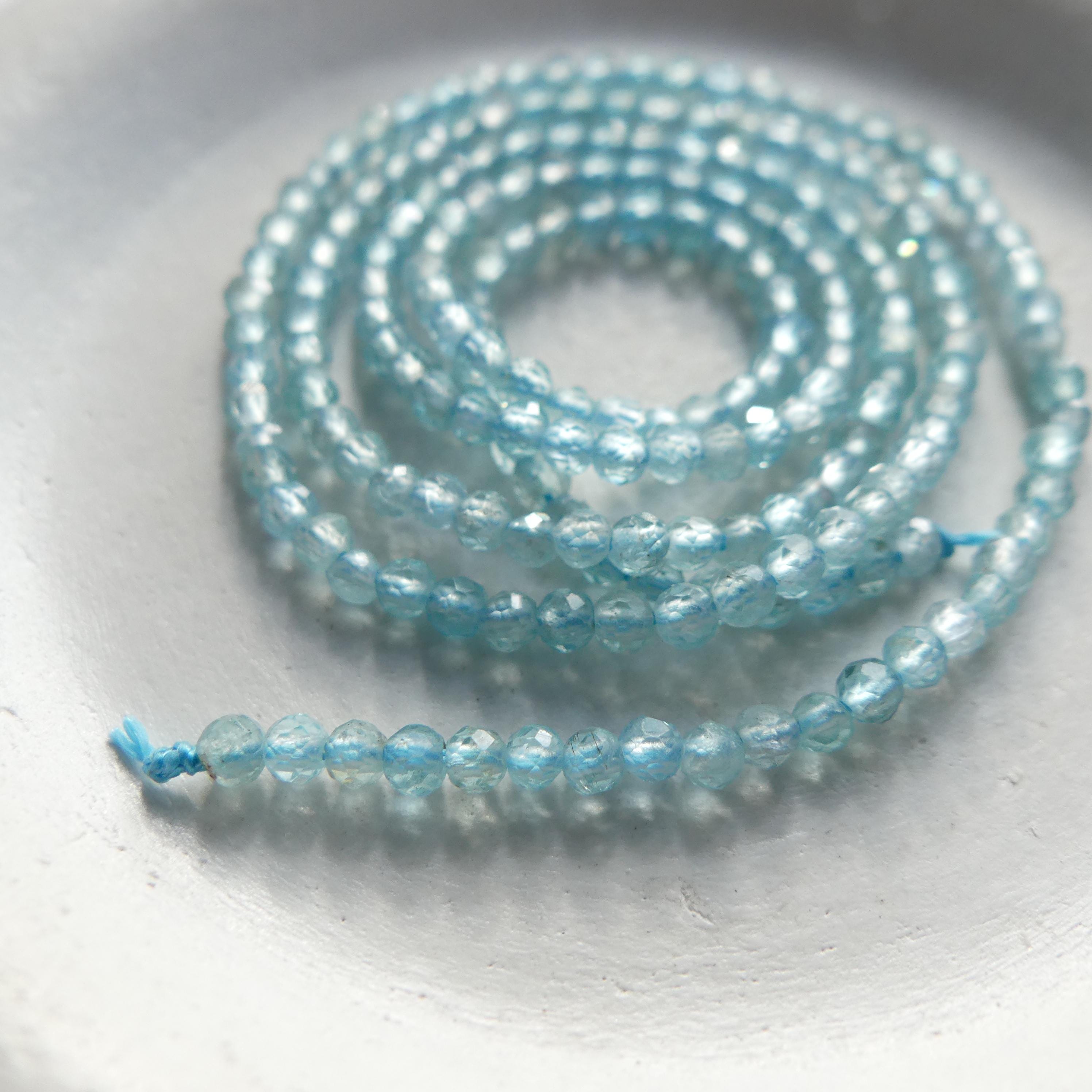 2mm Sky Blue Apatite Faceted Beads 15" Genuine Gemstone Beads for Jewelry Making Beading Craft Gift Beads
