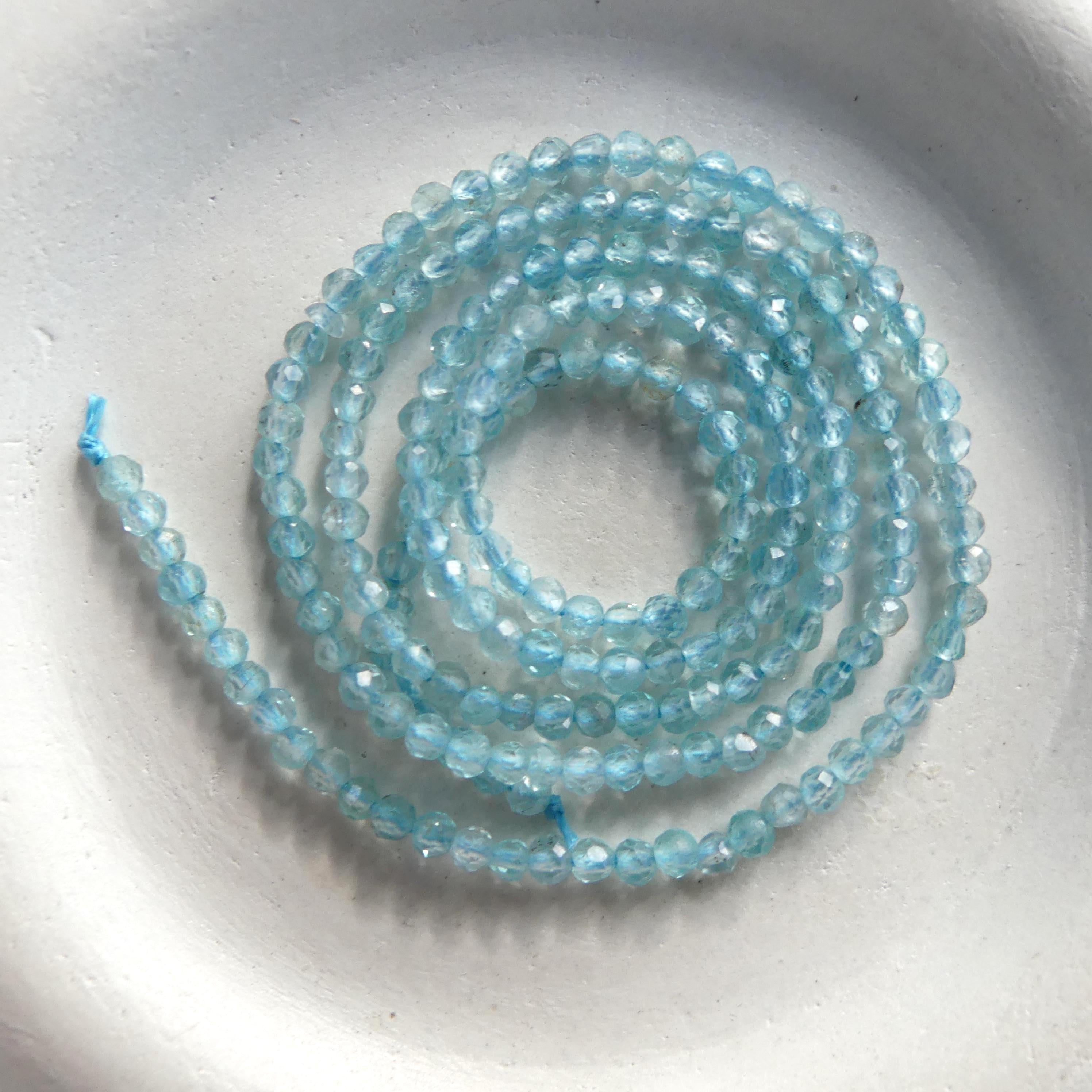 2mm Sky Blue Apatite Faceted Beads 15" Genuine Gemstone Beads for Jewelry Making Beading Craft Gift Beads